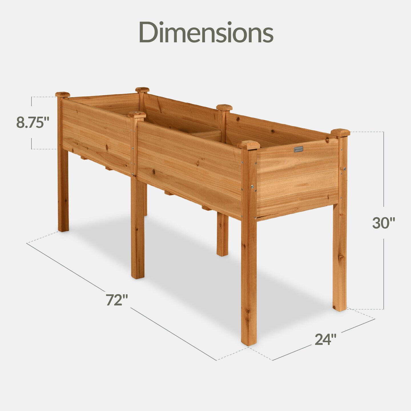 Best Choice Products 72x24x30in Raised Garden Bed, Elevated Wood Planter Box for Patio w/ Divider Panel