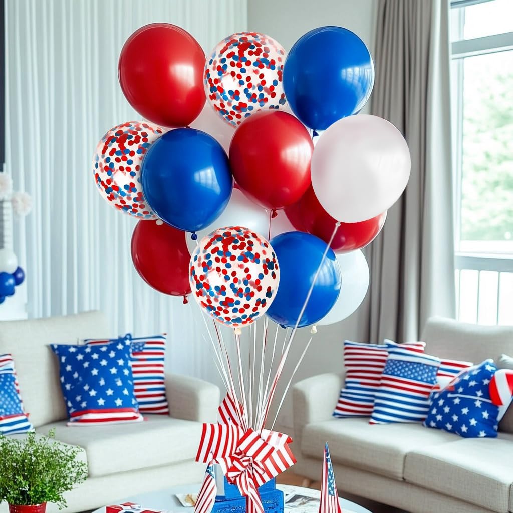 Latex Balloons Red, White & Blue – 80PCS Patriotic Balloons for 4th of July, Independence Day, Memorial Day, Graduation, Birthday & Wedding Party Decorations