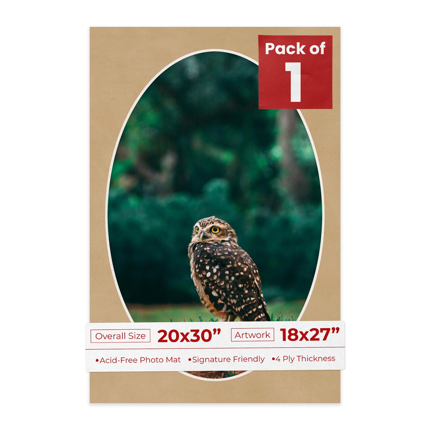 Beige Suede Mat Board for 20x30 Frames - Oval Opening for 18x27 Photos