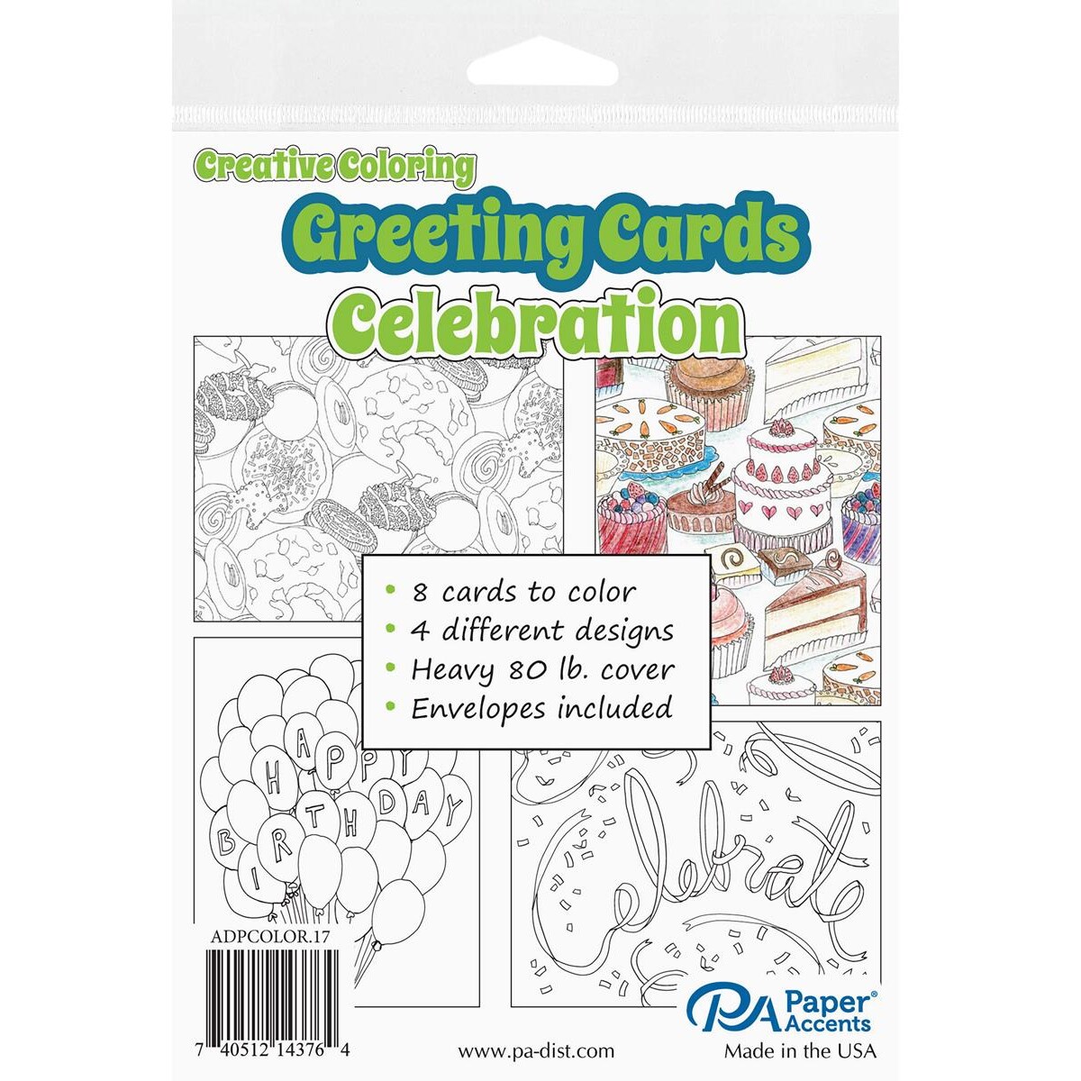 Accent Design Paper Accents Creative Coloring Card & Envelopes, Celebration, 8Pc, 4.25x5.5, Adult Coloring Cards, Cards For Adults, Cards, Greeting Cards To Color