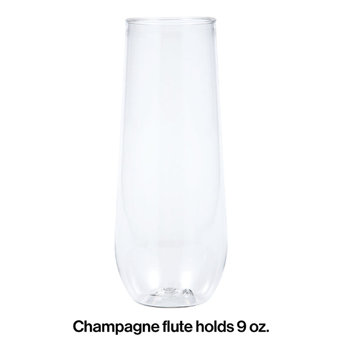 Clear Plastic Champagne Flutes, 9 Oz (4/Pkg)