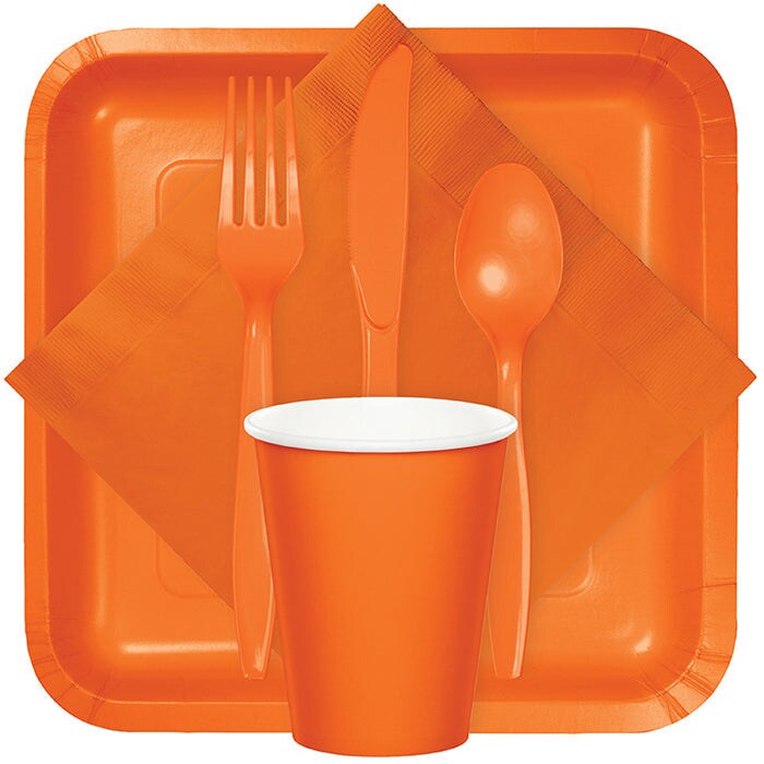 Bulk Pack of 48 Sunkissed Orange Plastic Forks