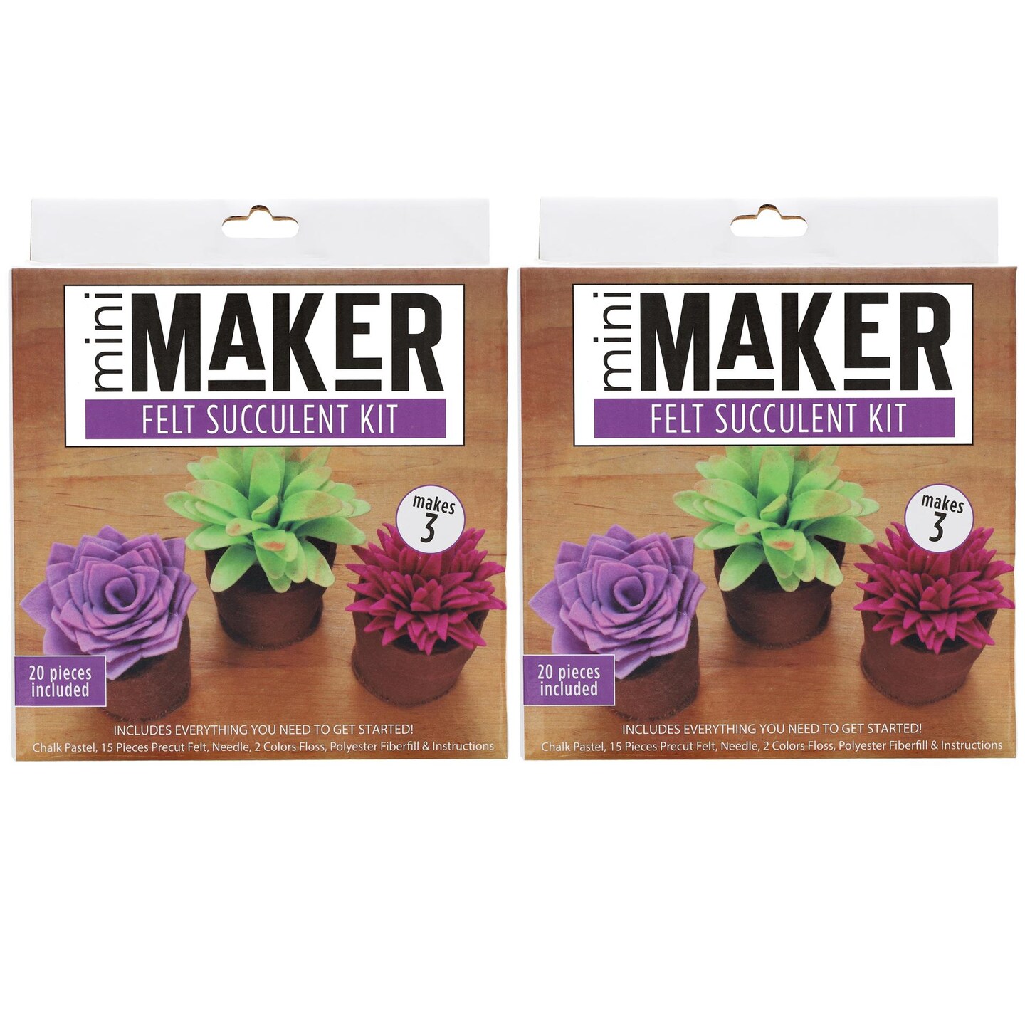 Leisure Arts Felt Kit Mini Maker Succulent Multicolor 2 Pc &#x2013; Needle Felt Kit With Supplies Included To Create Adorable Succulents! Perfect Felting Kits For Beginners Adult Craft