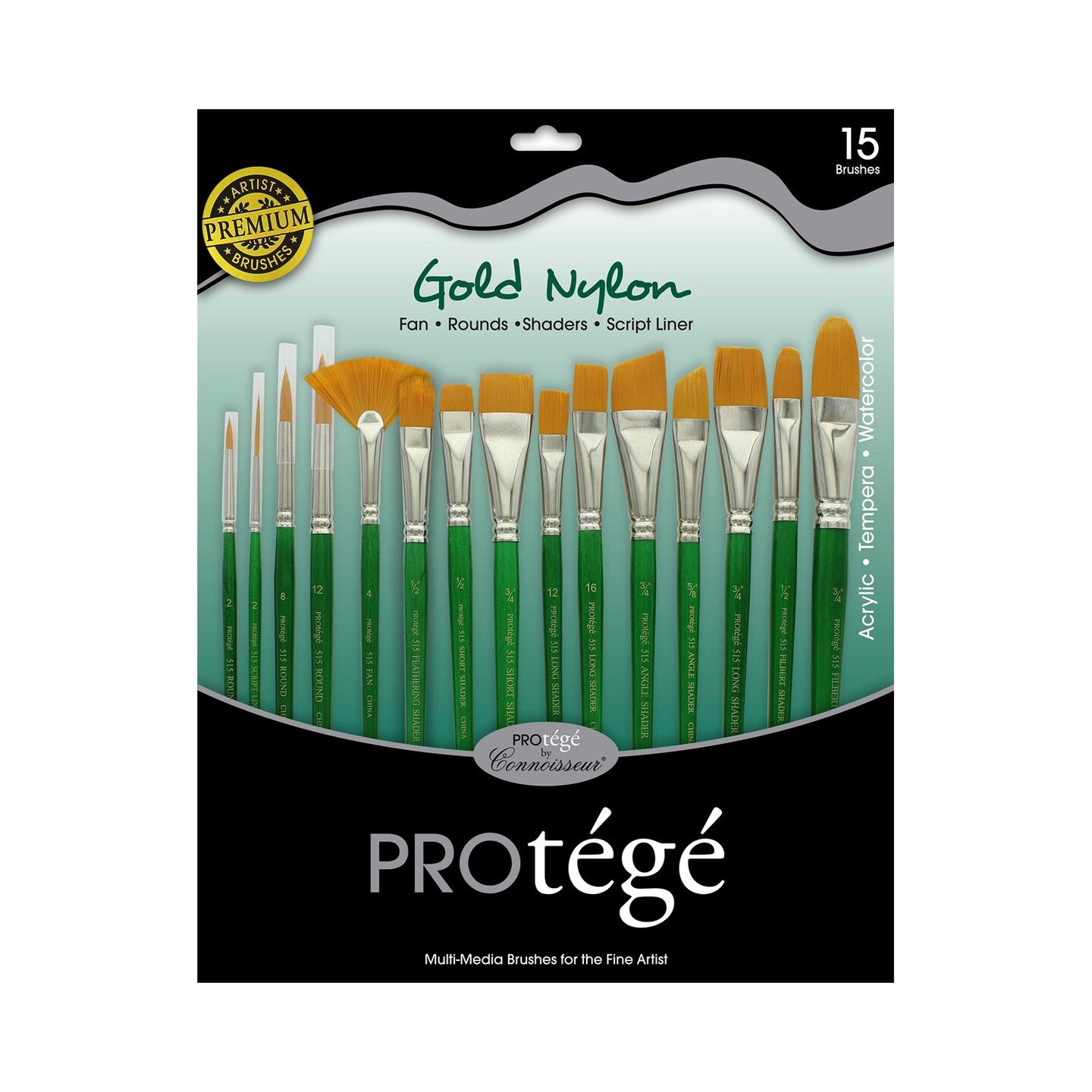 Connoisseur Gold Nylon Short Handle Brush Set, 15-Piece