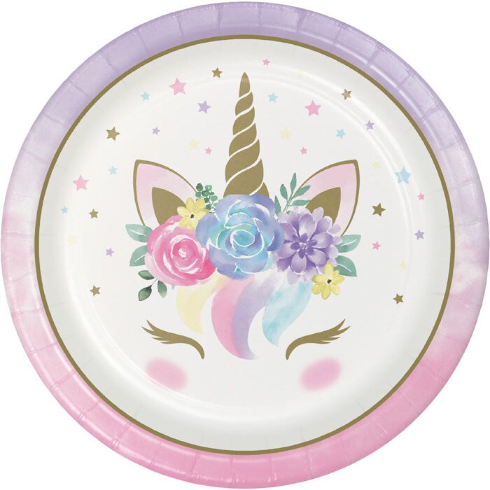 Bulk Pack of 16 Unicorn Baby Shower Paper Plates