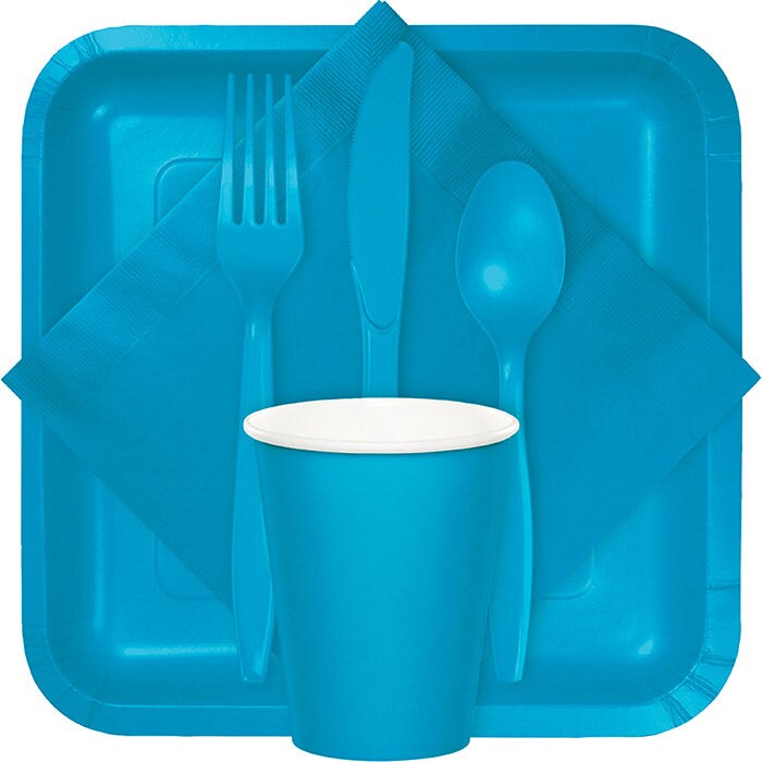 Turquoise Blue Plastic Spoons (24/Pkg)