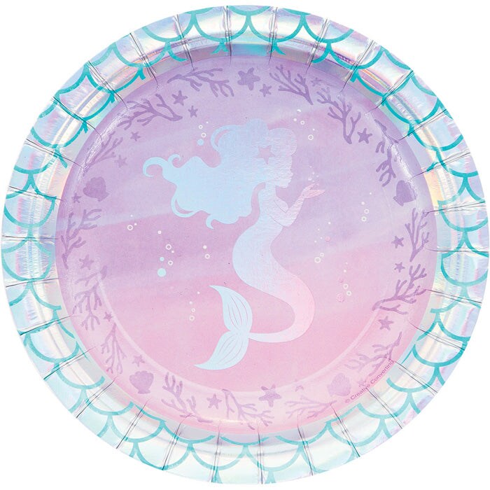 Iridescent Mermaid Party Paper Dessert Plates (8/Pkg)