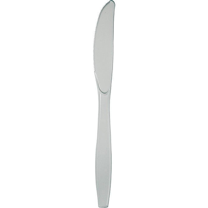 Bulk Pack of 100 Shimmering Silver Plastic Knives