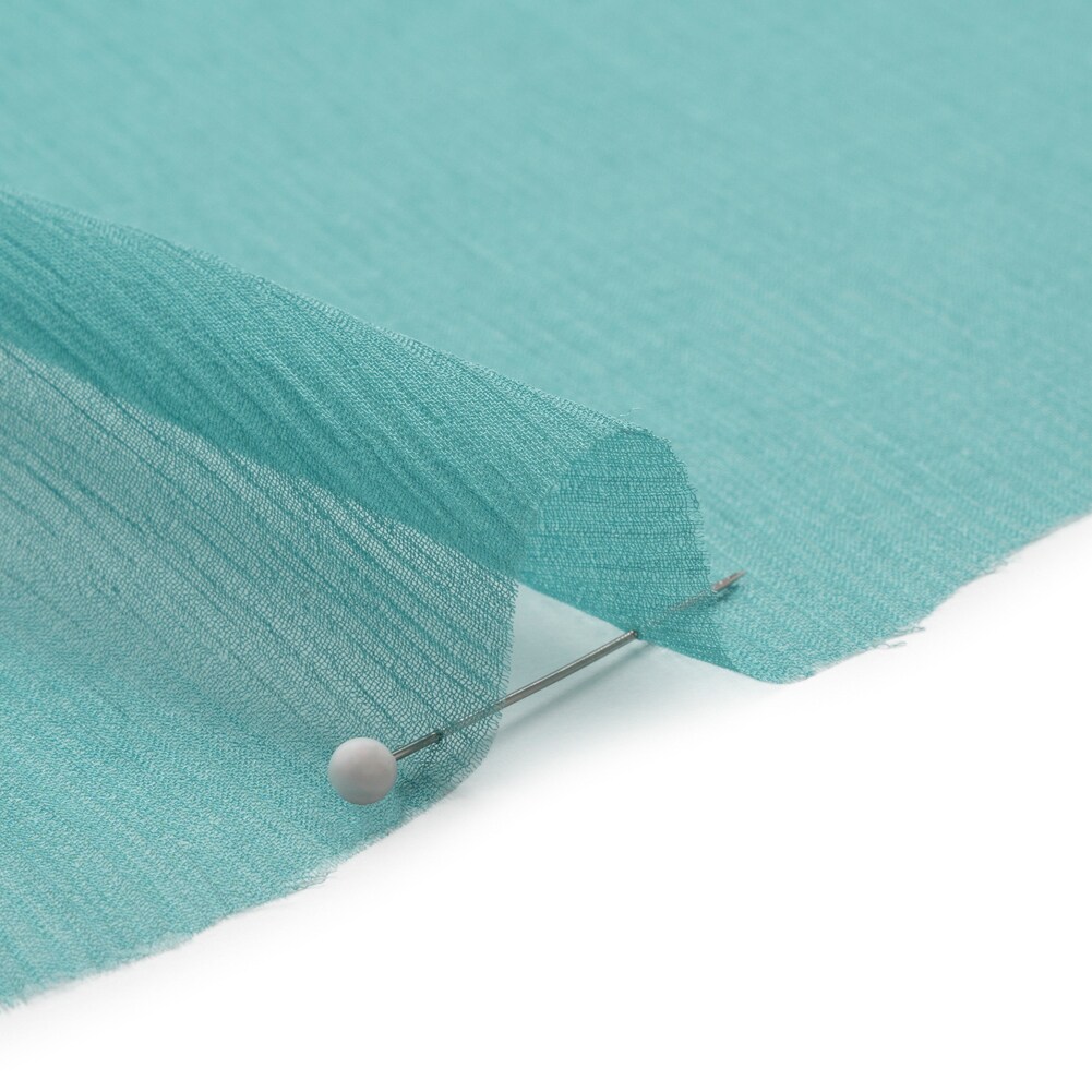 1 Yard Colonial Blue Crinkled Silk Chiffon Colonial Blue Sheer Fabric 43" Wide