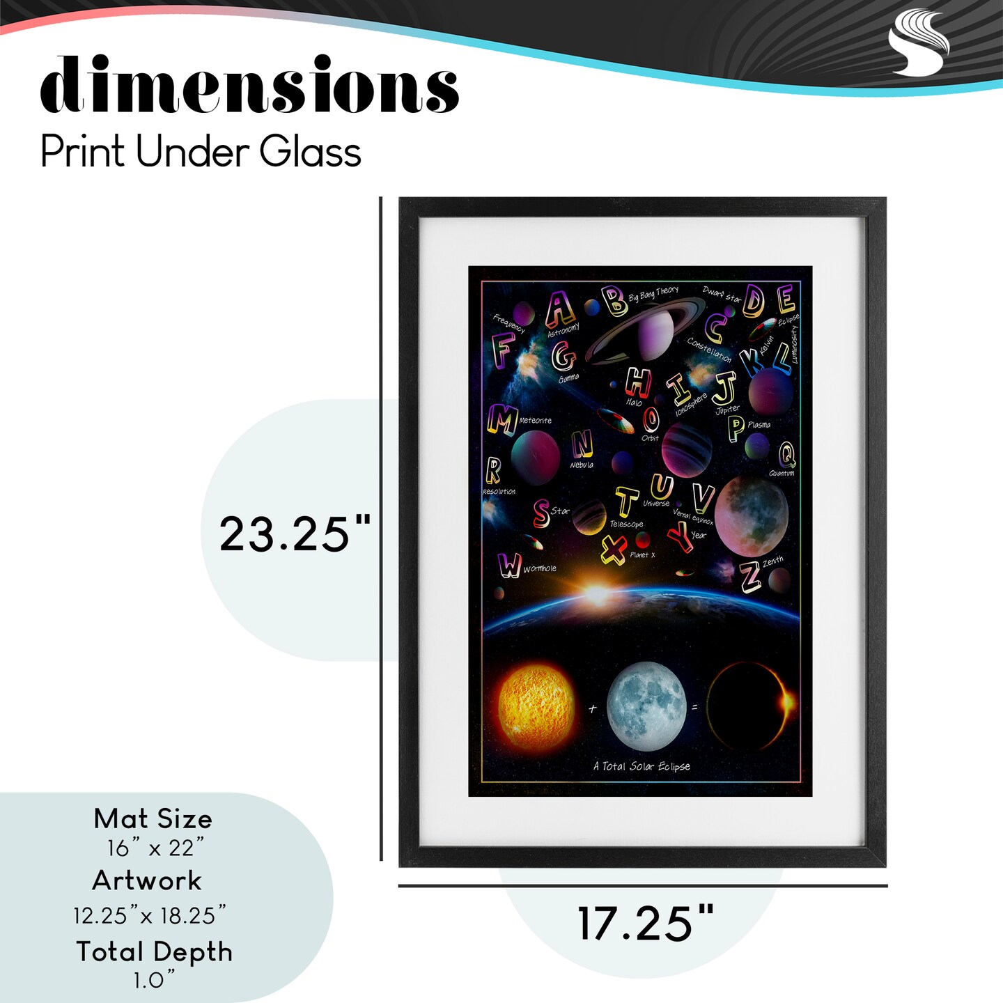 Stupell Industries Educational Astronomy Alphabet Framed Print Under Glass, design by Ali Chris