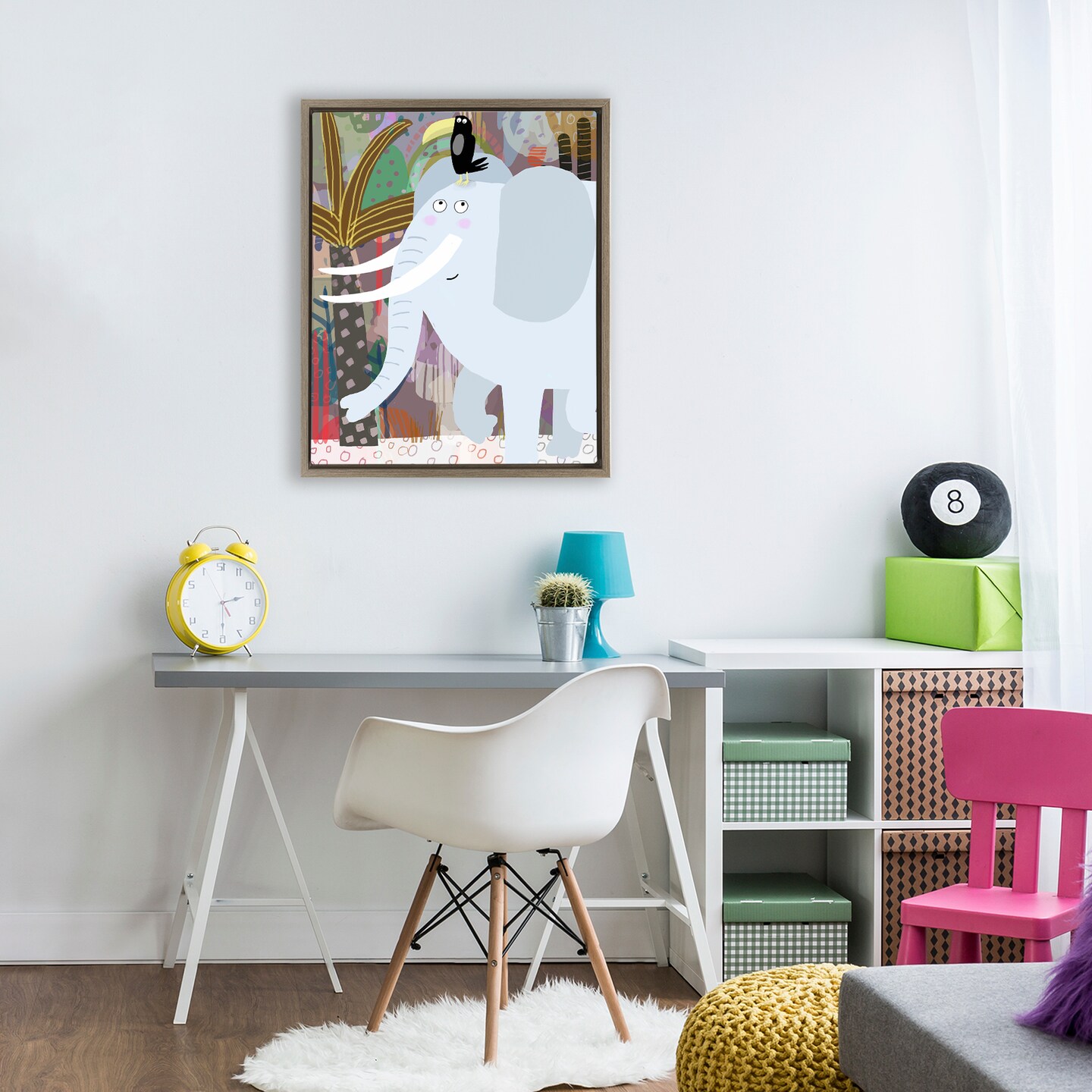 Stupell Industries Elephant & Toucan in Jungle Floating Frame, design by Carla Daly