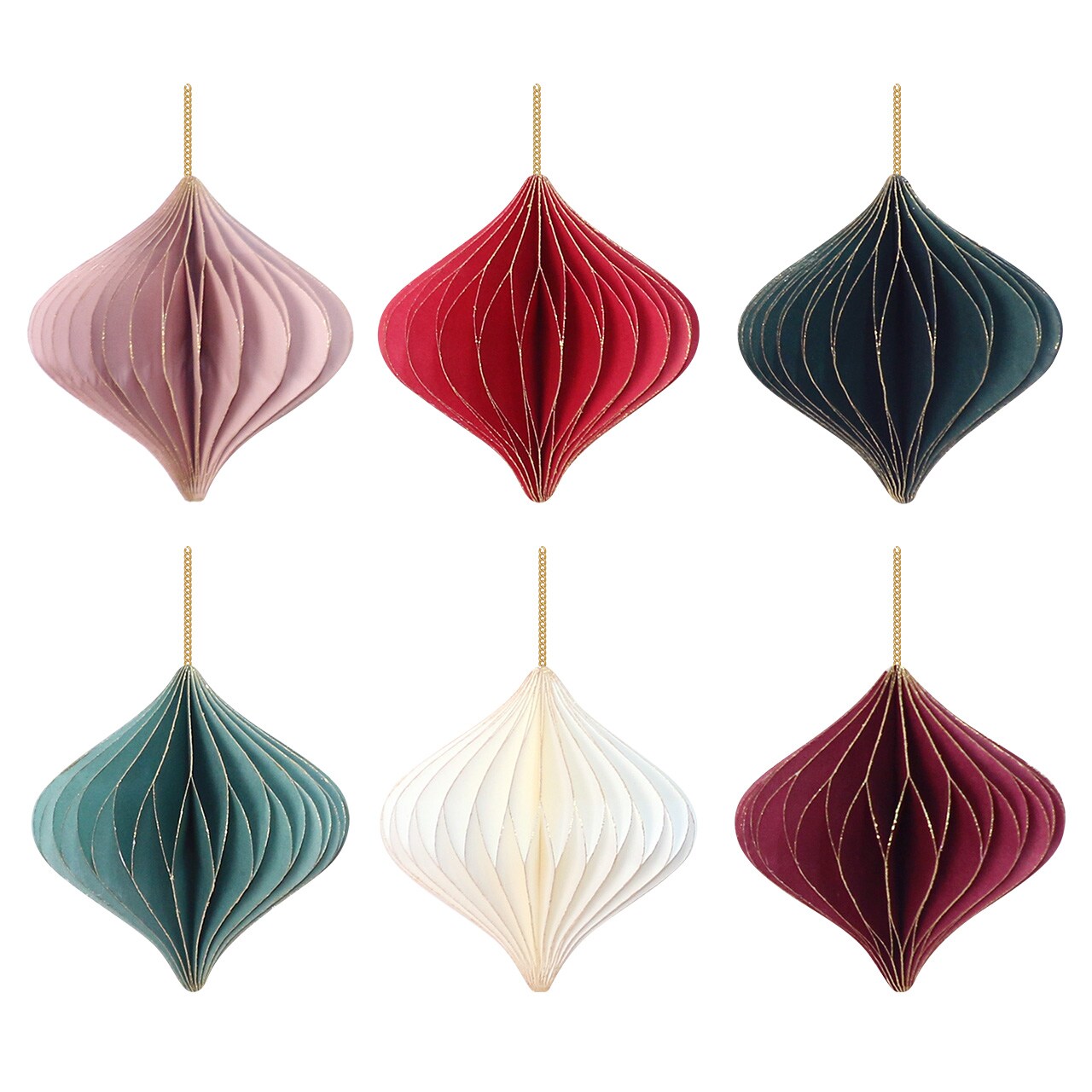Finial Honeycomb Ornaments Magnetic Paper Decor- Set of 6 - 3.2 x 3.2