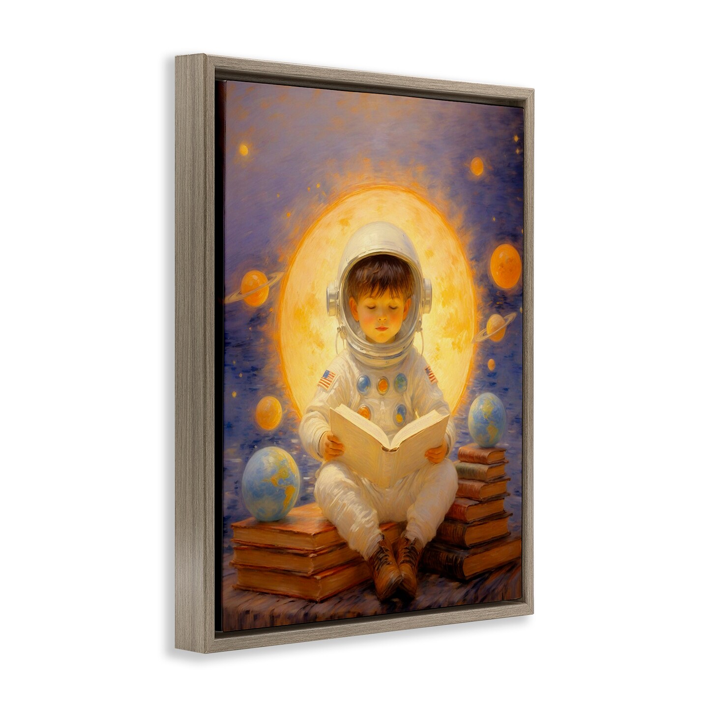 Stupell Industries Astronaut Child Learning Floating Frame, design by Angie Hawke