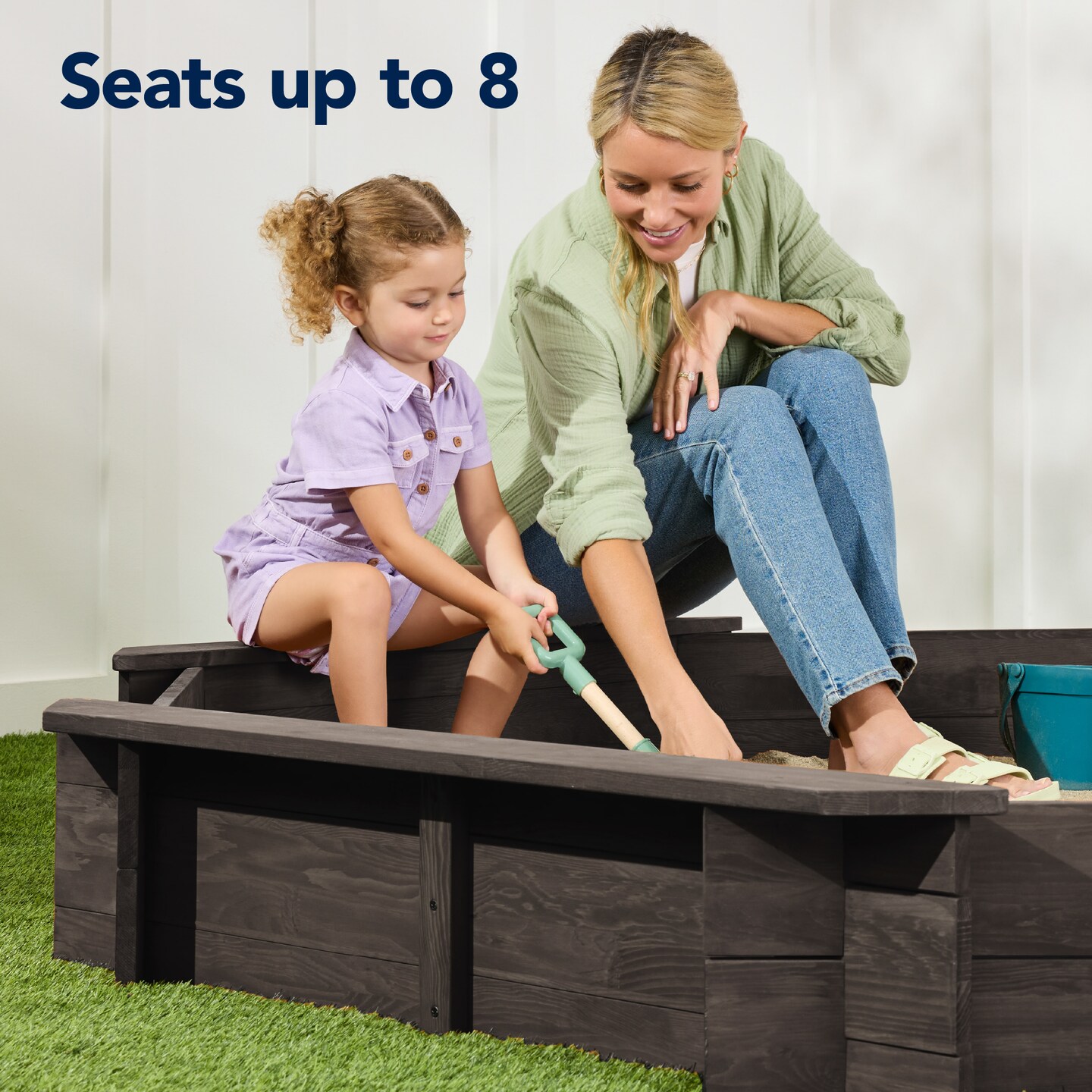 Best Choice Products Kid's Octagonal Wooden Outdoor Sandbox w/ Benches, 8 Seats, Cover, XL Sandpit, Liner