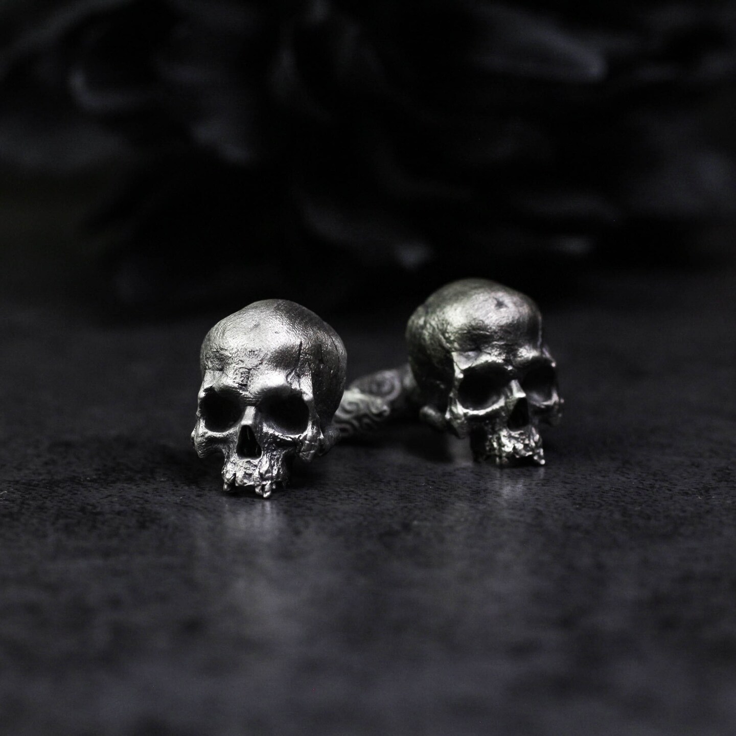 925 Silver Skull Cufflinks, Hand Cast Suit Accessory, Unisex