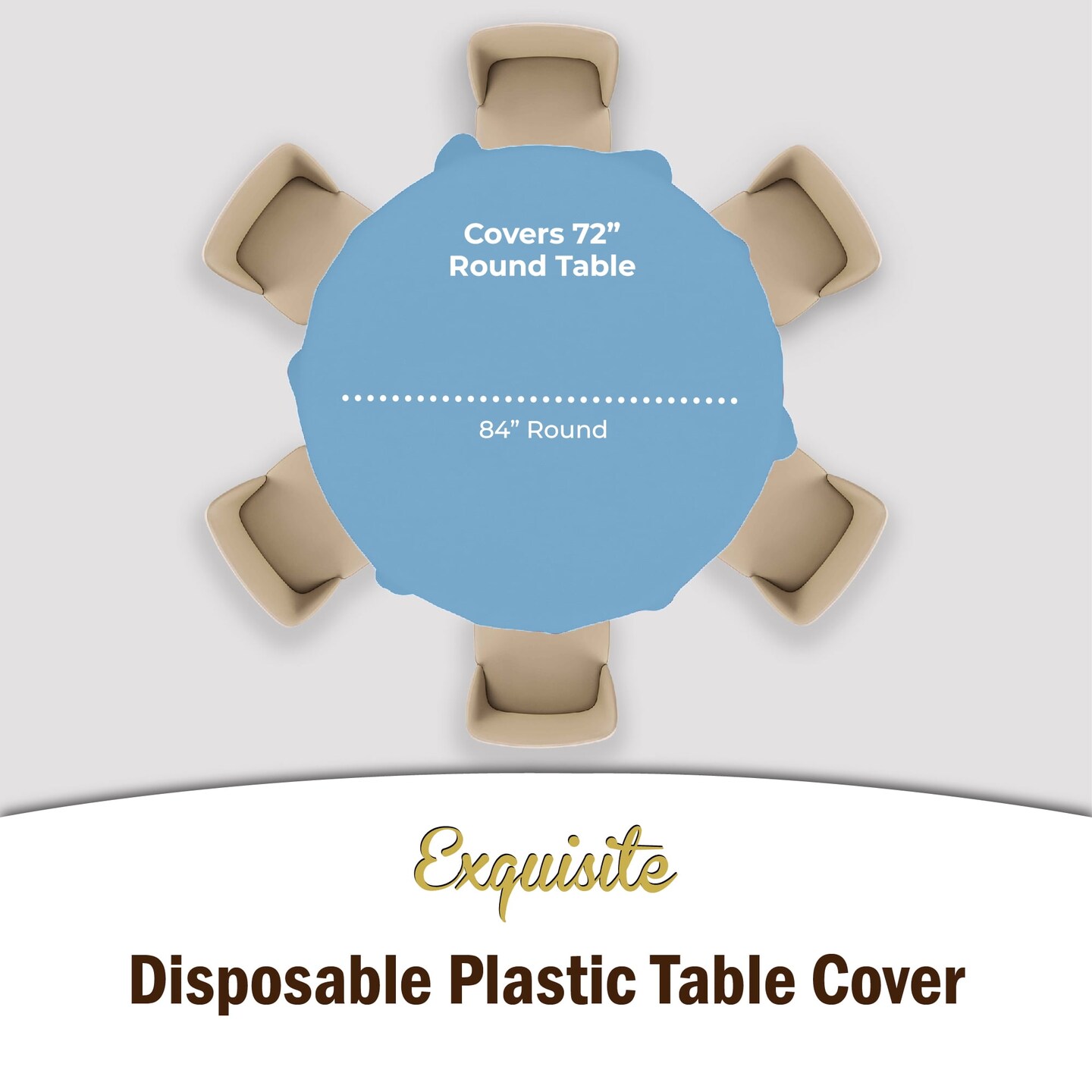 Exquisite Disposable Round Plastic Tablecloths – 6 Pack 84" Disposable Table Cloths – Indoor/Outdoor Party Tablecloth – Round Plastic Table Cover for Events & Party Supplies