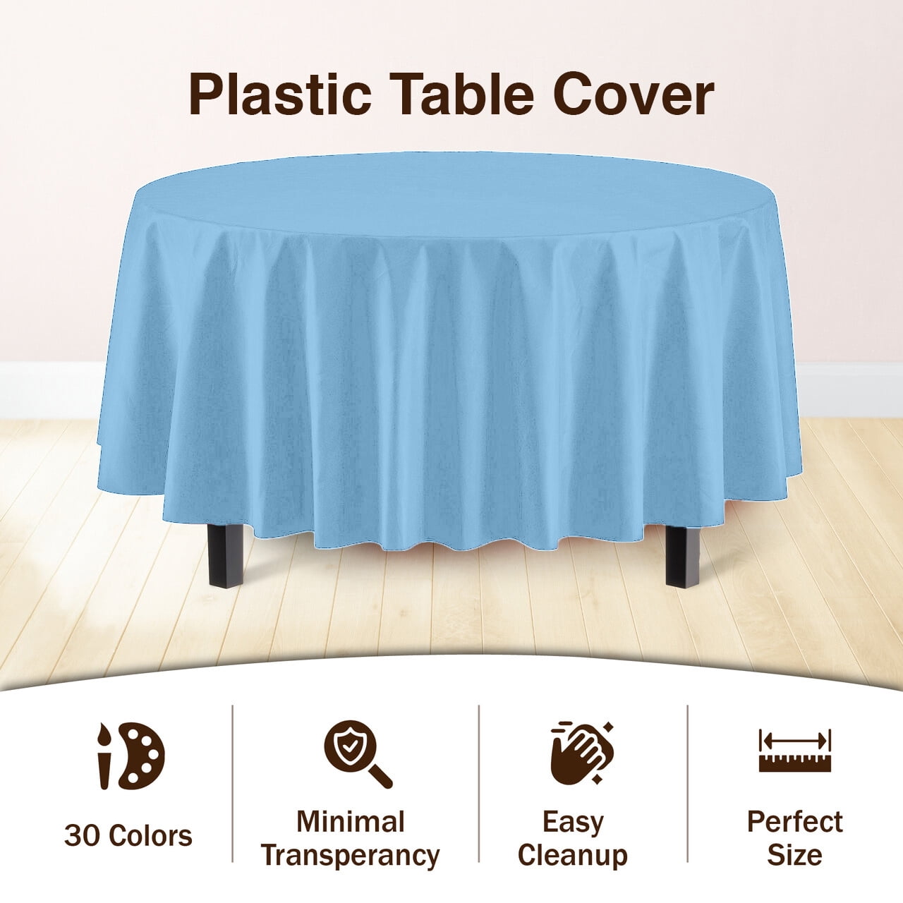 Exquisite Disposable Round Plastic Tablecloths – 6 Pack 84" Disposable Table Cloths – Indoor/Outdoor Party Tablecloth – Round Plastic Table Cover for Events & Party Supplies