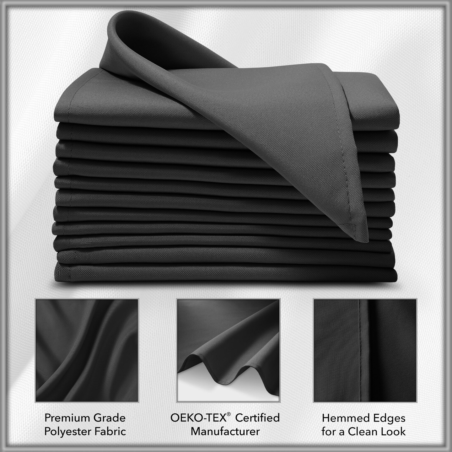 Lann's Linens Set of 144 Cloth Dinner Napkins, 17-inch Polyester Napkins, Washable and Reusable Fabric for Weddings, Hotels, Restaurants