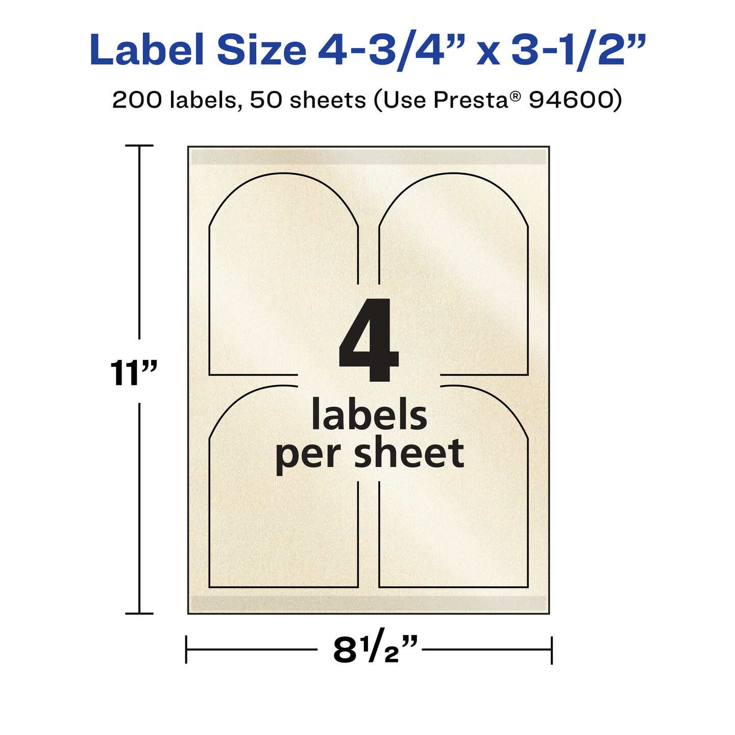 Avery Pearlized Ivory Arched Labels with Sure Feed Technology, Print-to-the-Edge, 4.75" x 3.5"
