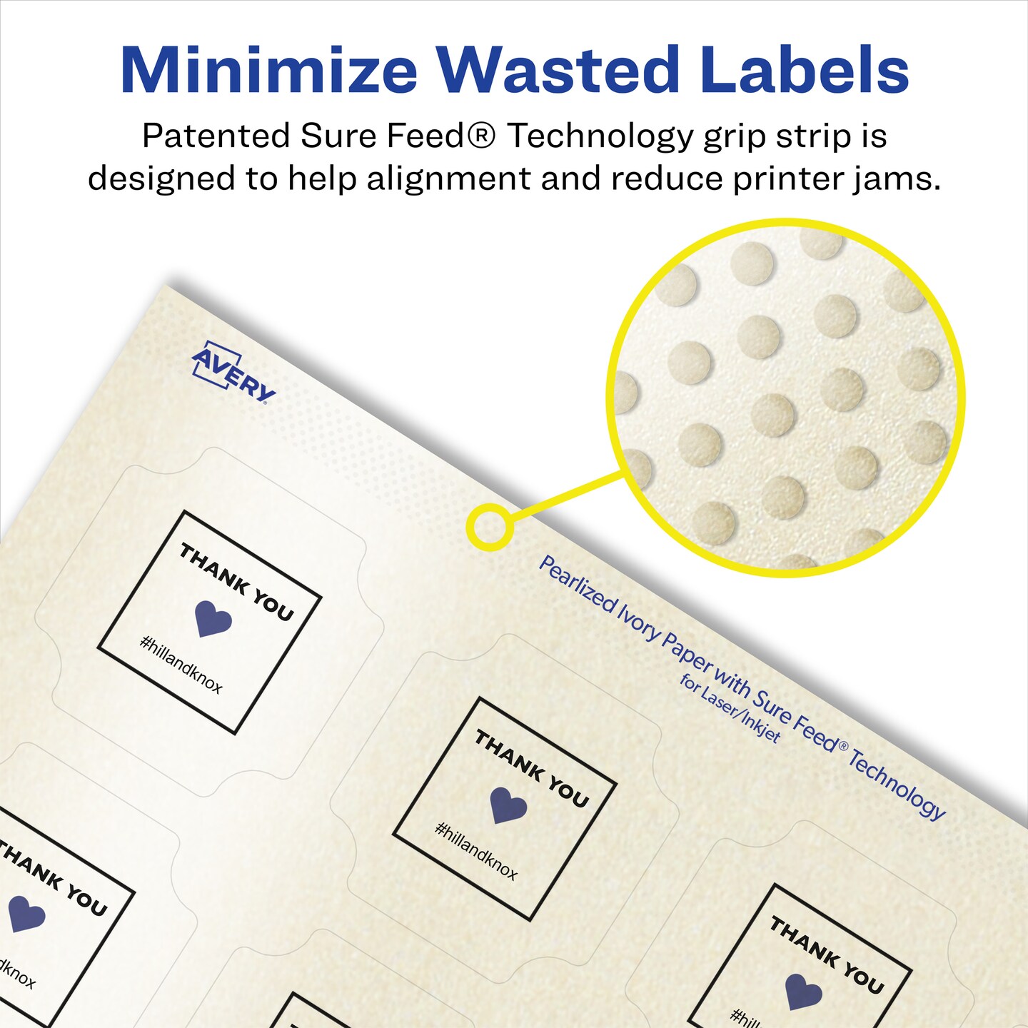 Avery Pearlized Ivory Square Scalloped Labels with Sure Feed Technology, Print-to-the-Edge, 1-5/8" x 1-5/8"