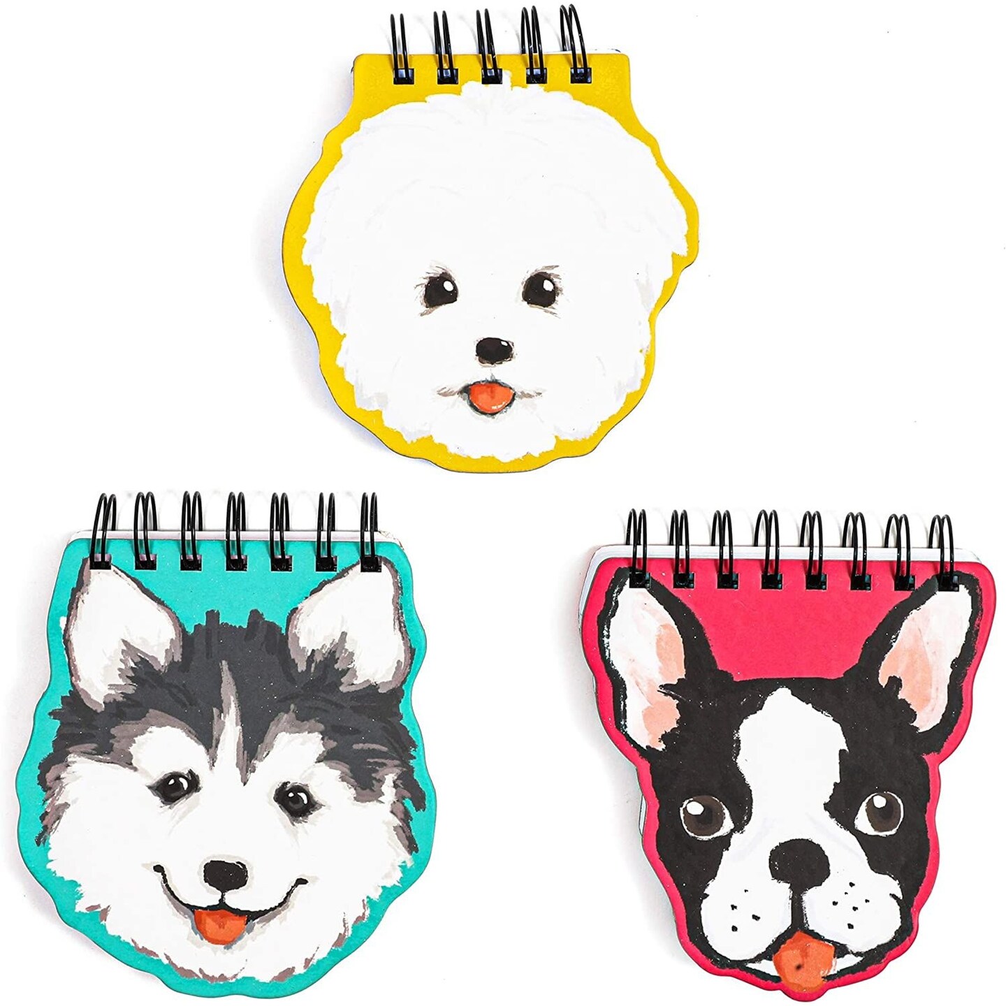 Dog Lover&#x27;s Hardcover Notebook Set, 3 Die Cut Spiral Notepads (5.5 x 4.5 Inches, 3 Pack)