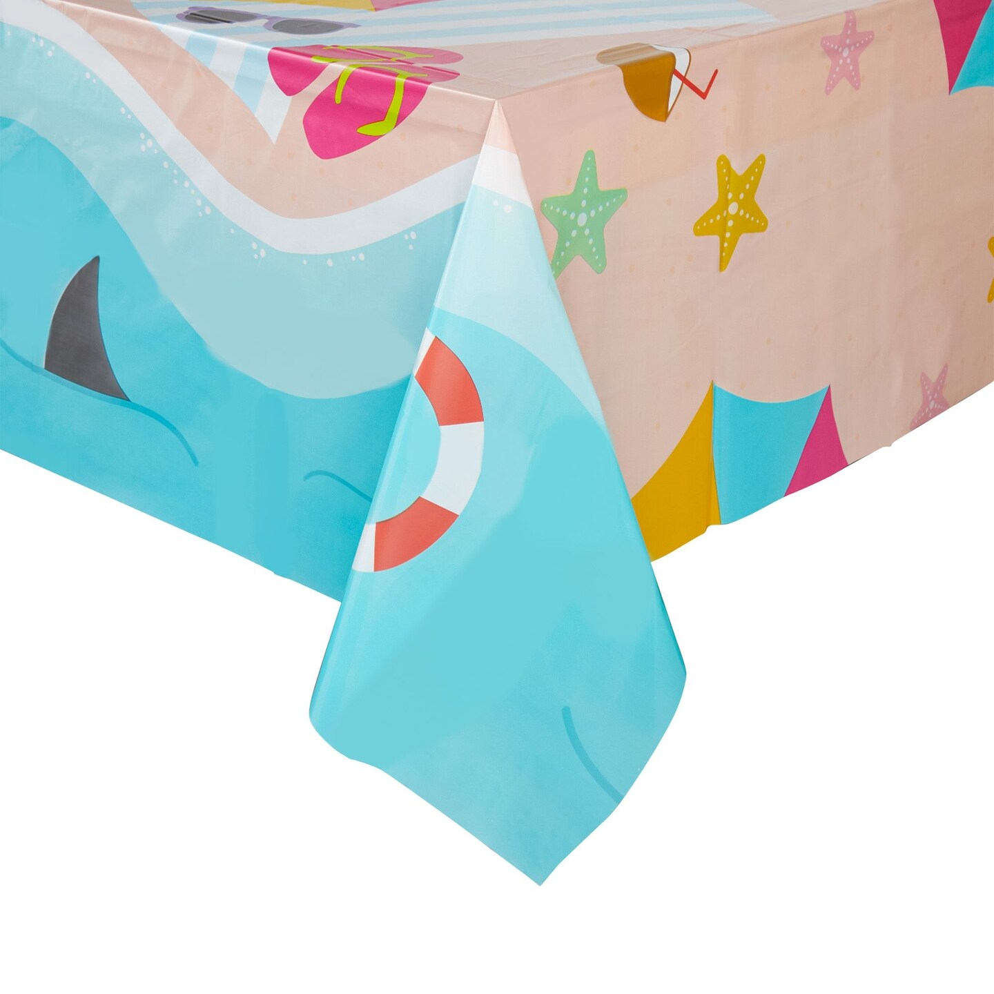Summer Beach Pool Party Table Cover Plastic Tablecloth (54 x 108 inch, 3 Pack)