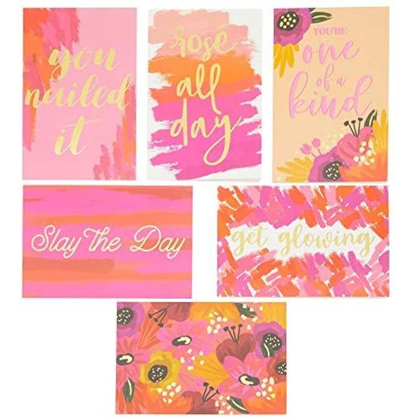 Pink All Occasion Greeting Cards with Motivational Sayings (4 x 6 In, 48 Pack)