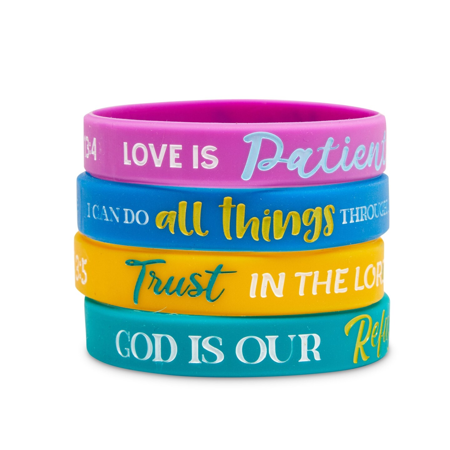 24 Pcs Christian Religious Motivational Wristbands Wrist Bands Silicone Rubber Bracelets for Party Favors