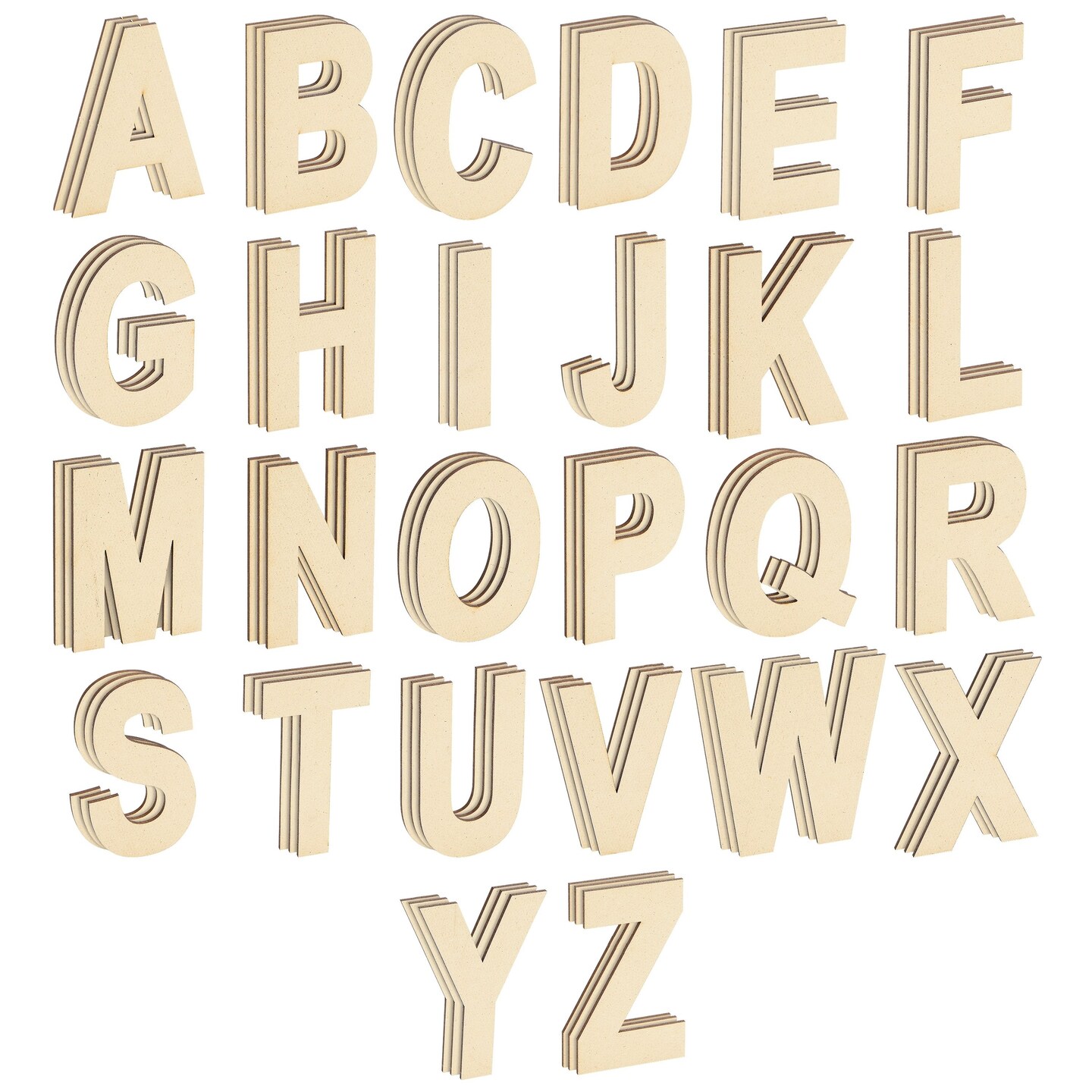 83 Piece Wooden Letters for Crafts, 4-Inch Alphabet Cutouts for DIY Painting, Crafts, Wall Decorations