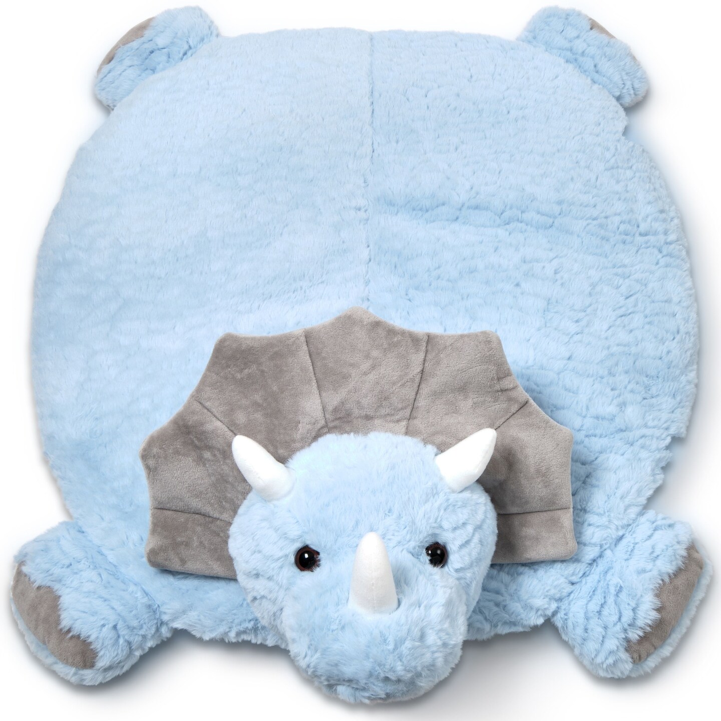 Bearington Baby Lil&#x27; Tracer Tummy Time Mat, 30 x 30 Inch Dinosaur Plush Stuffed Animal Blanket, Baby Play Mat