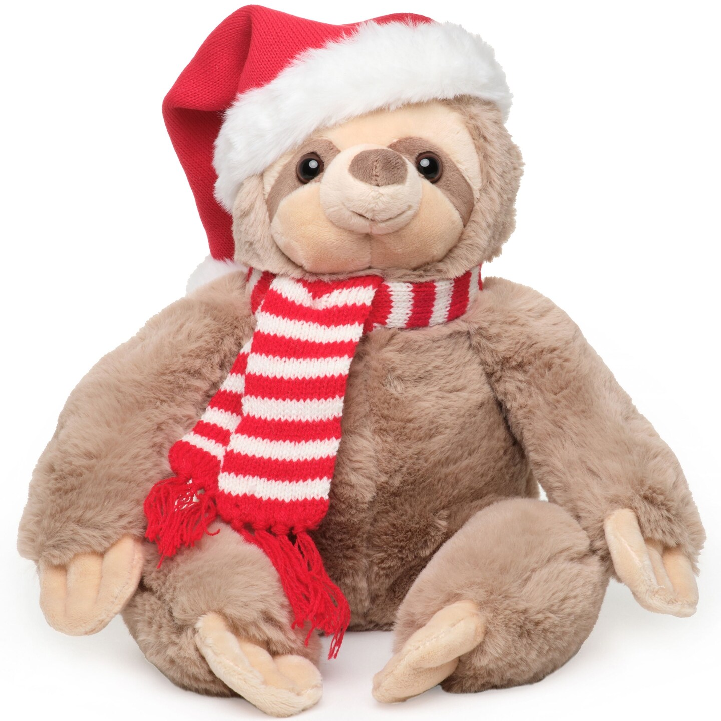 Bearington Santa Sloth Stuffed Animal Plushie, 16 Inch Christmas Sloth, Ideal Stuffed Christmas Animal Gift for Toddlers, Kids &#x26; Teens