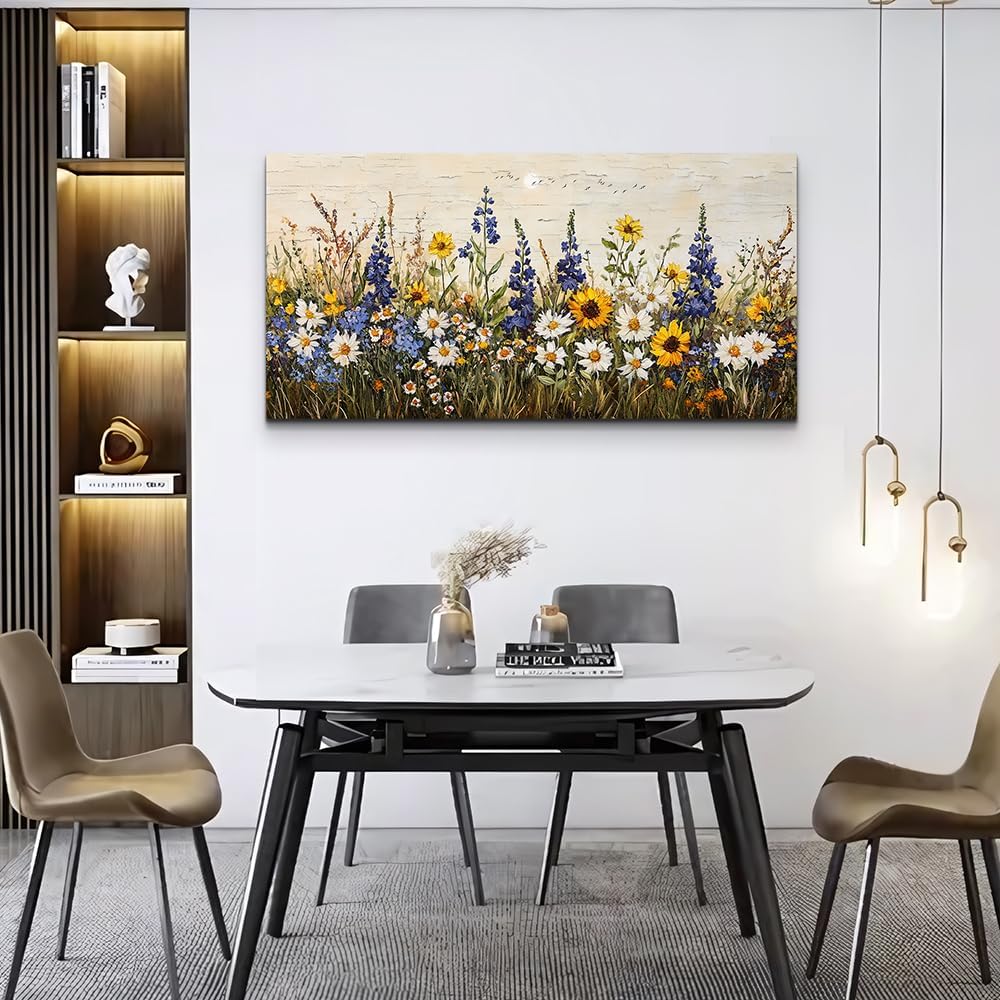 Farmhouse Wall Art For Living Room Canvas Wall Decor For Bedroom Office Dining Room Decor Boho Wall Paintings Flowers Watercolour Wall Pictures Ready To Hang Family Home Decor 20&#x22;X40