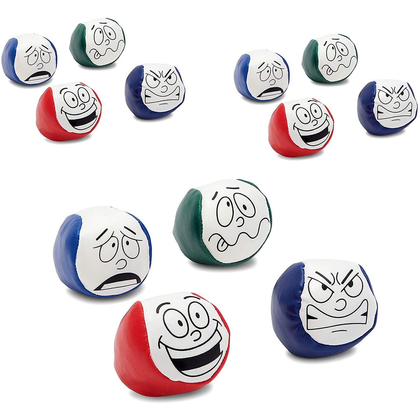 Juggling Balls, Kick Sack Bean Bags with 4 Funny Face Designs (12 Pack)