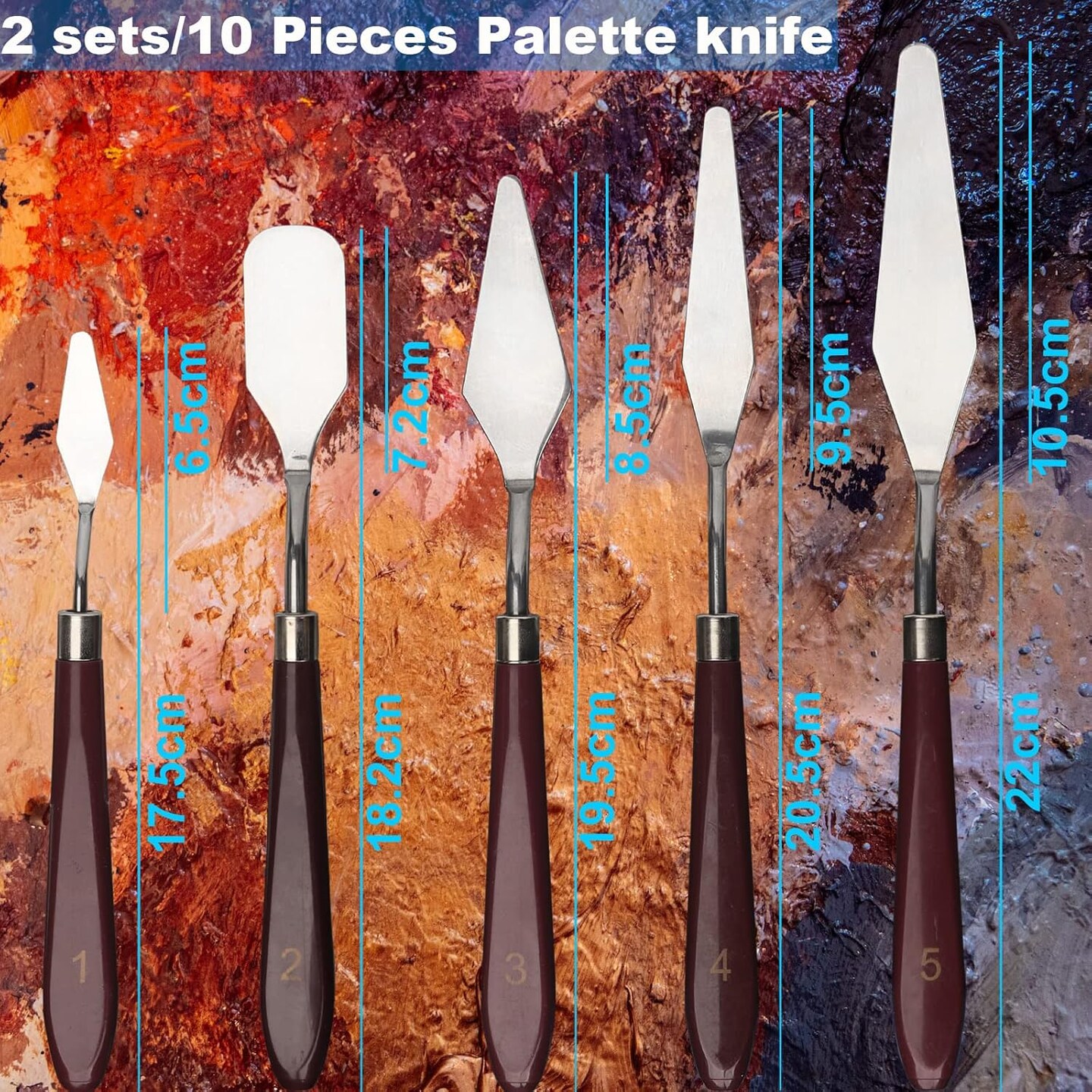 5 Piece Palette knifes Painting Knife Set for Oil, Acrylic Paint,Cake Decorating,Stainless Steel Pallet Knife Paint Knife Art Spatula for Various Types of Painting,ColorMixing,Smearing