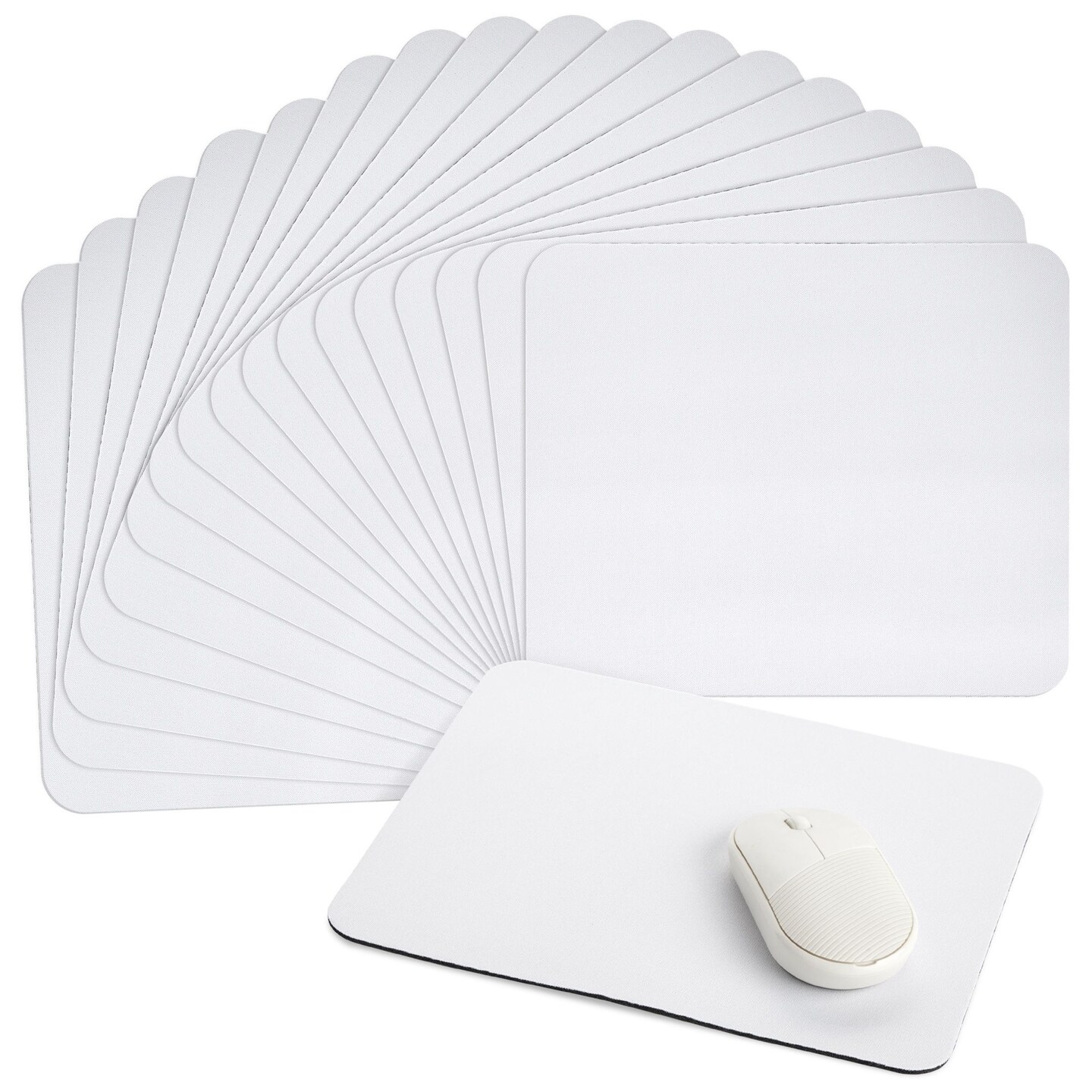 18 Pack Sublimation Mouse Pad Blanks, White Rectangular Mousepad for Heat Transfer, Press Printing Crafts, Photos, 24.4x20 cm (Non-Slip Rubber Base)