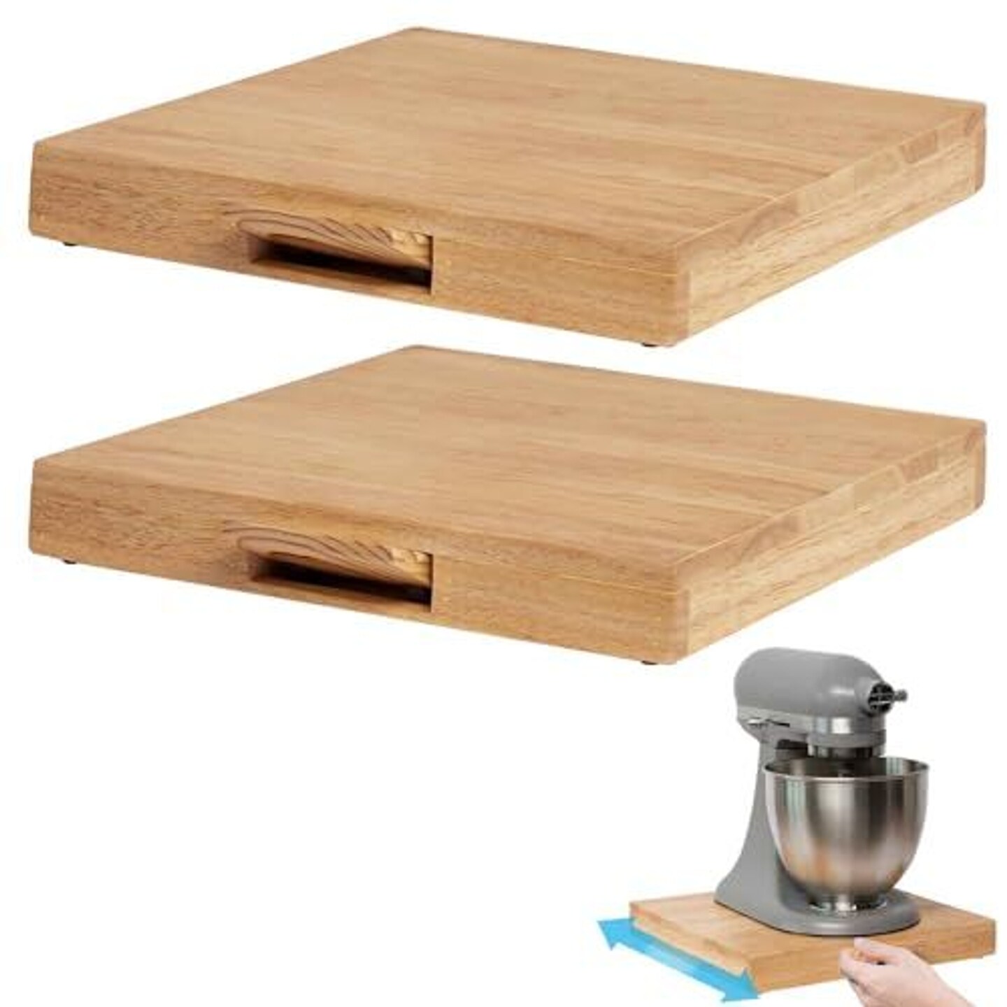 IMPRESA 2 Pack Countertop Appliance Slider -Wooden Sliding Tray for Coffee Maker &#x26; Heavy Appliances -Sliding Appliance Tray for Countertop -Large Rolling Appliance Tray -Counter Slider for Appliances
