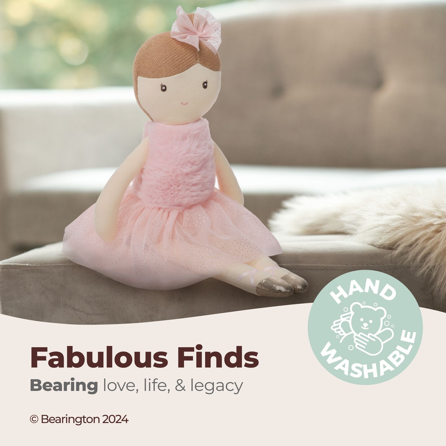 Bearington Collection Lil&#x27; Brunette Ballerina 16.5 In - Stuffed Ballerina Doll - Plush Toys for Girls