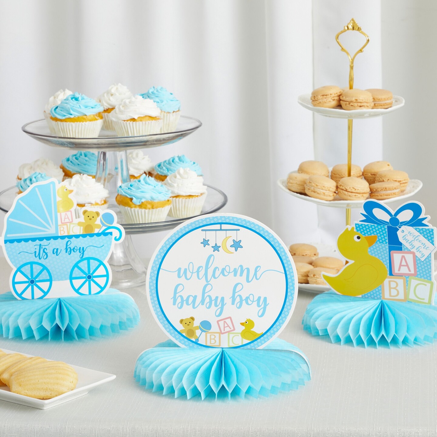 6 Pack Boy Baby Shower Table Decorations, Yellow Duck Honeycomb Centerpieces (8.25 x 7.5 In)