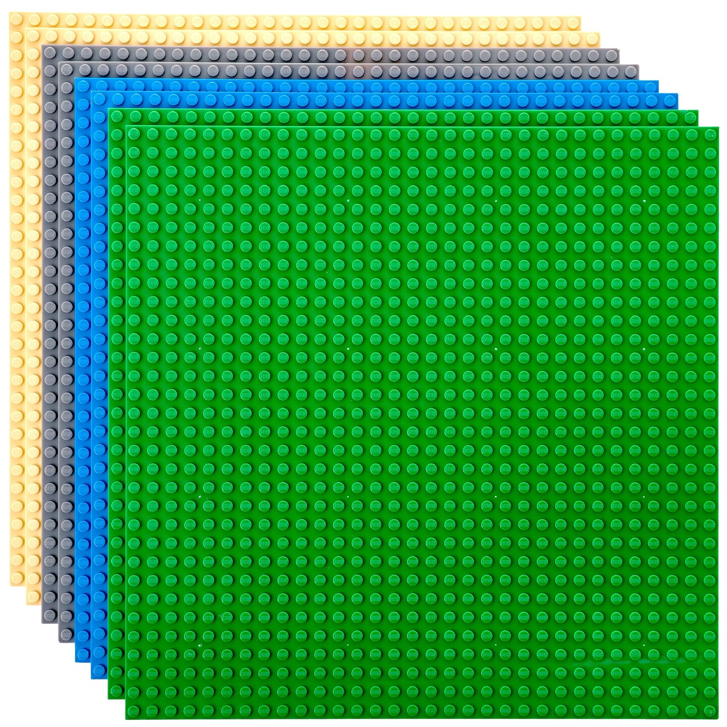 Peel-and-Stick Building Brick Baseplates - 4 Pack 10x10 Green Plates, Compatible With All Major Brands