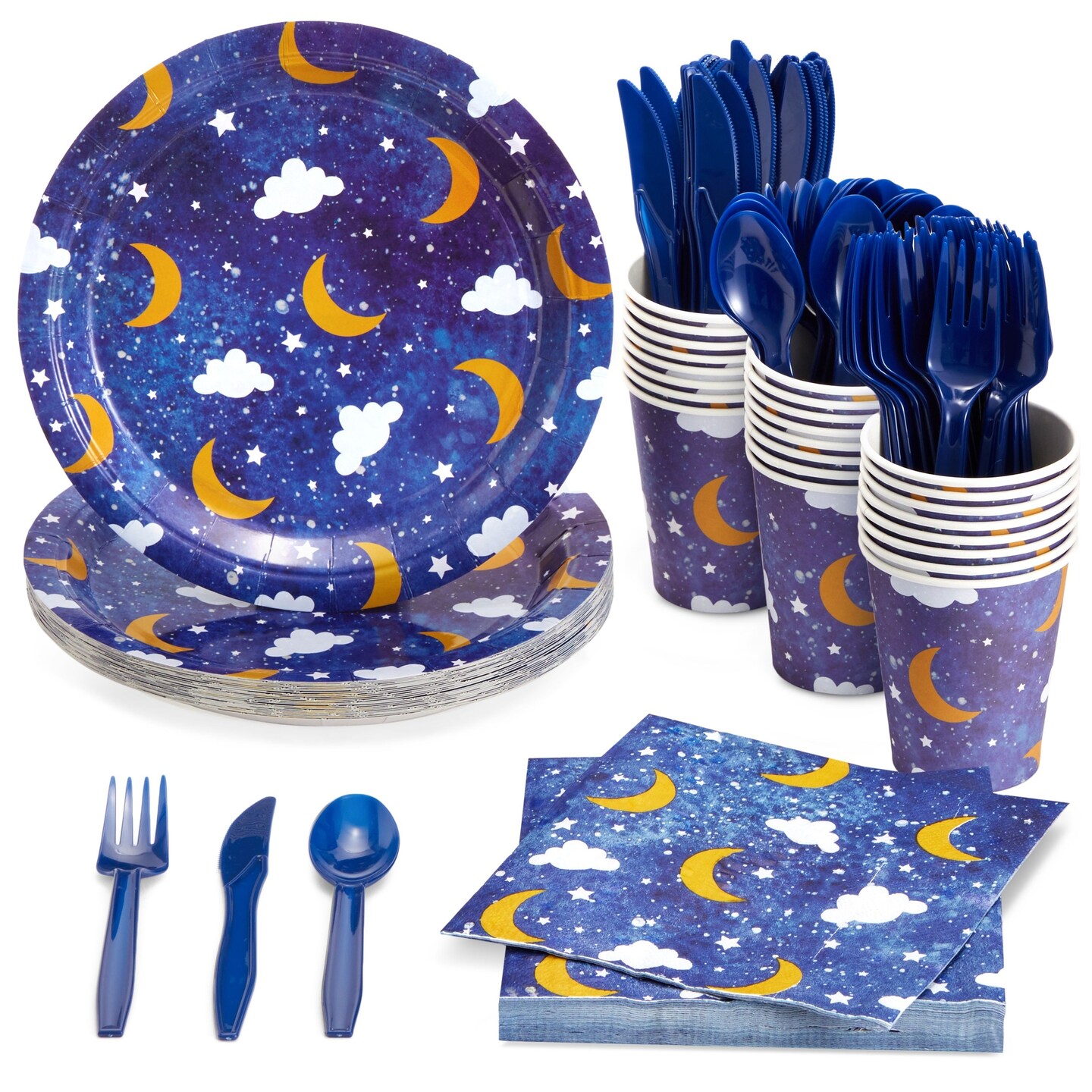 Twinkle Twinkle Little Star Baby Shower Decorations with Paper Plates, Napkins, Cups and Cutlery (Serves 24)