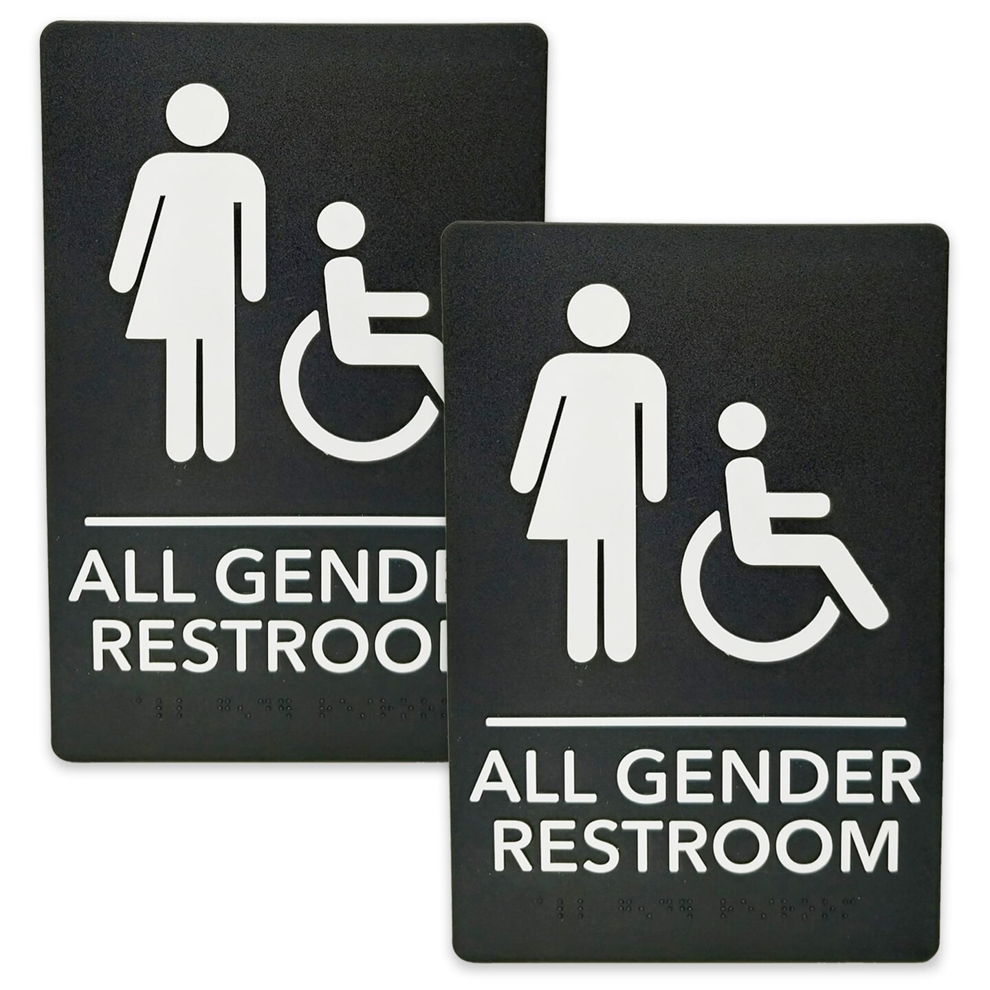 ADA-Compliant Wayfinding Signs &#x2013; Durable, Non-Glare, Scratch-Resistant &#x26; Ready to Install. Featuring Grade 2 Braille &#x26; Raised Tactile Text, These Premade Signs Ensure Easy Compliance for Businesses 2 Pack