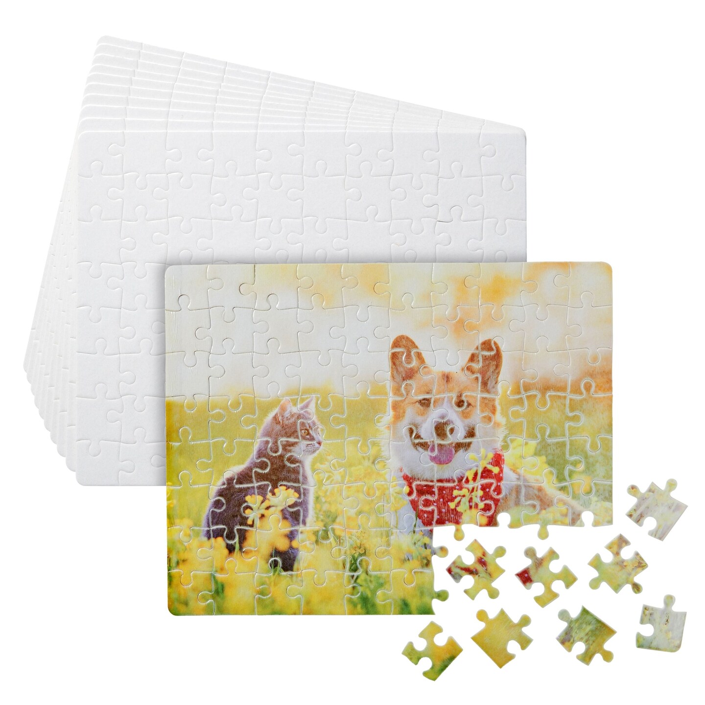 10 Sets Blank Sublimation Puzzles for DIY Crafts, 80-Piece Jigsaws for Heat Press Thermal Transfer (9 x 8 In)