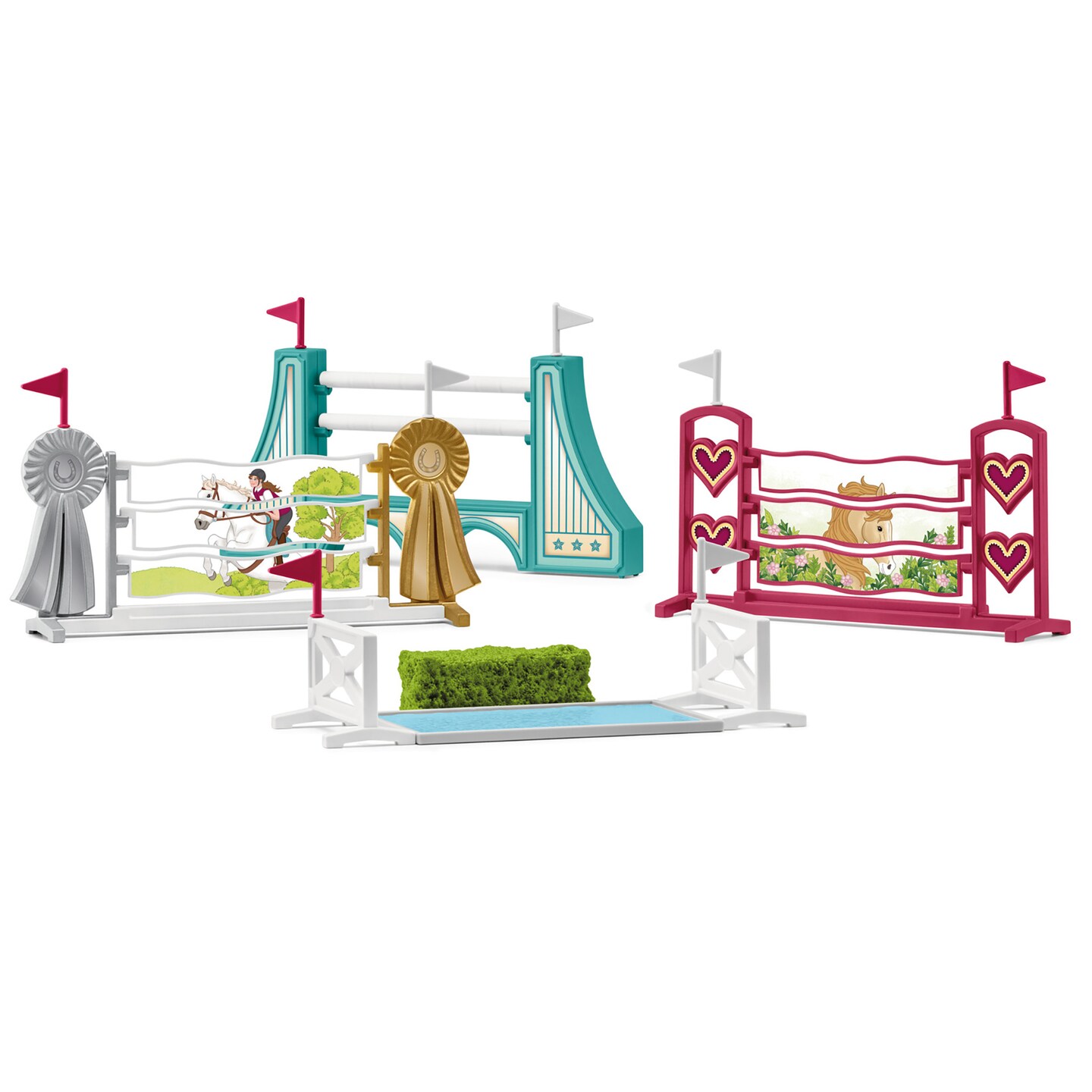 Schleich Horse Club: Obstacle Course Accessories - Playset, Horse Jump Show Training Set, Jumping Practice, Pretend Play Toy Accessory, Kids Ages 5+