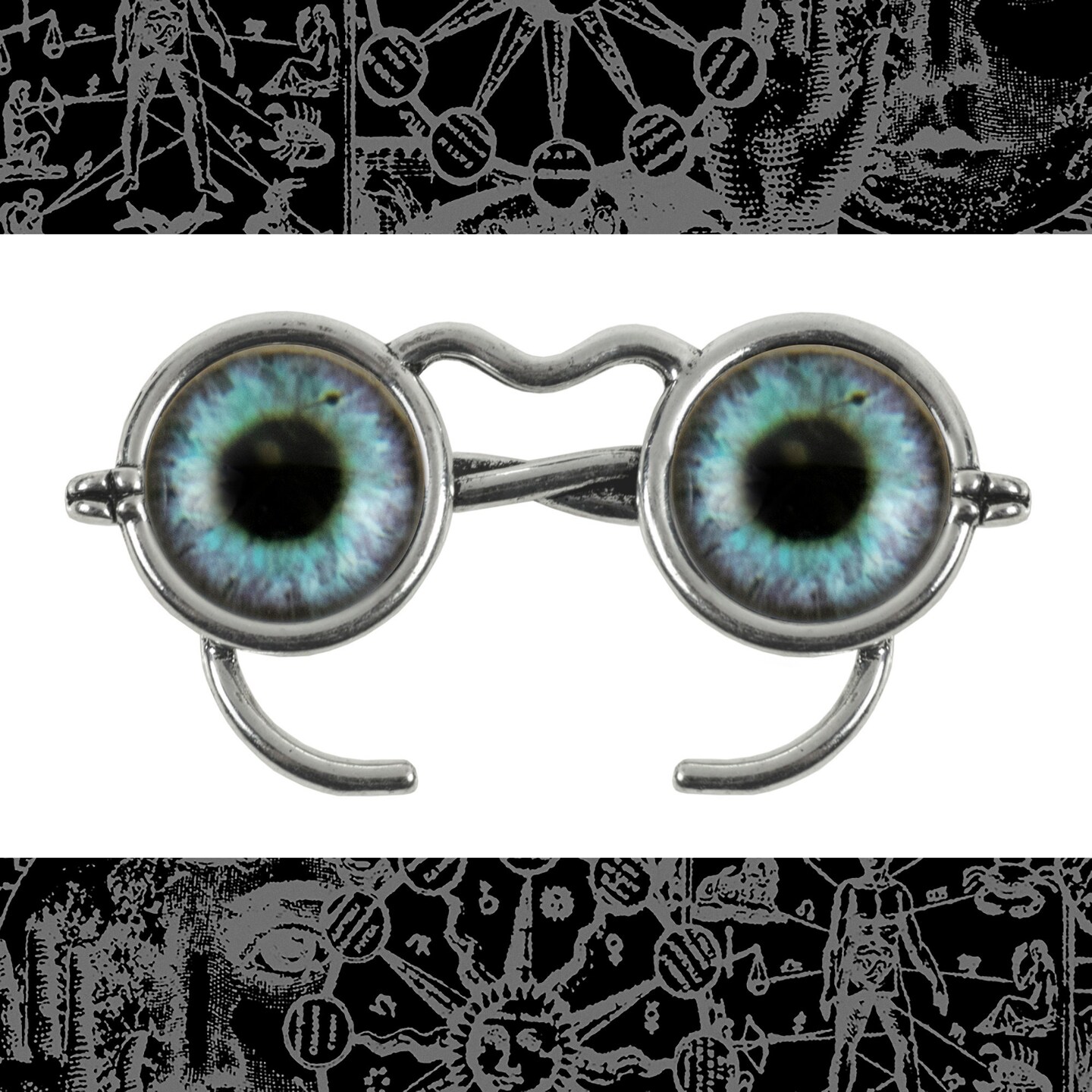 Antiqued Silver Steampunk Spectacle Wire Rimmed Glasses Pendants - Set of Three - ZS-P14