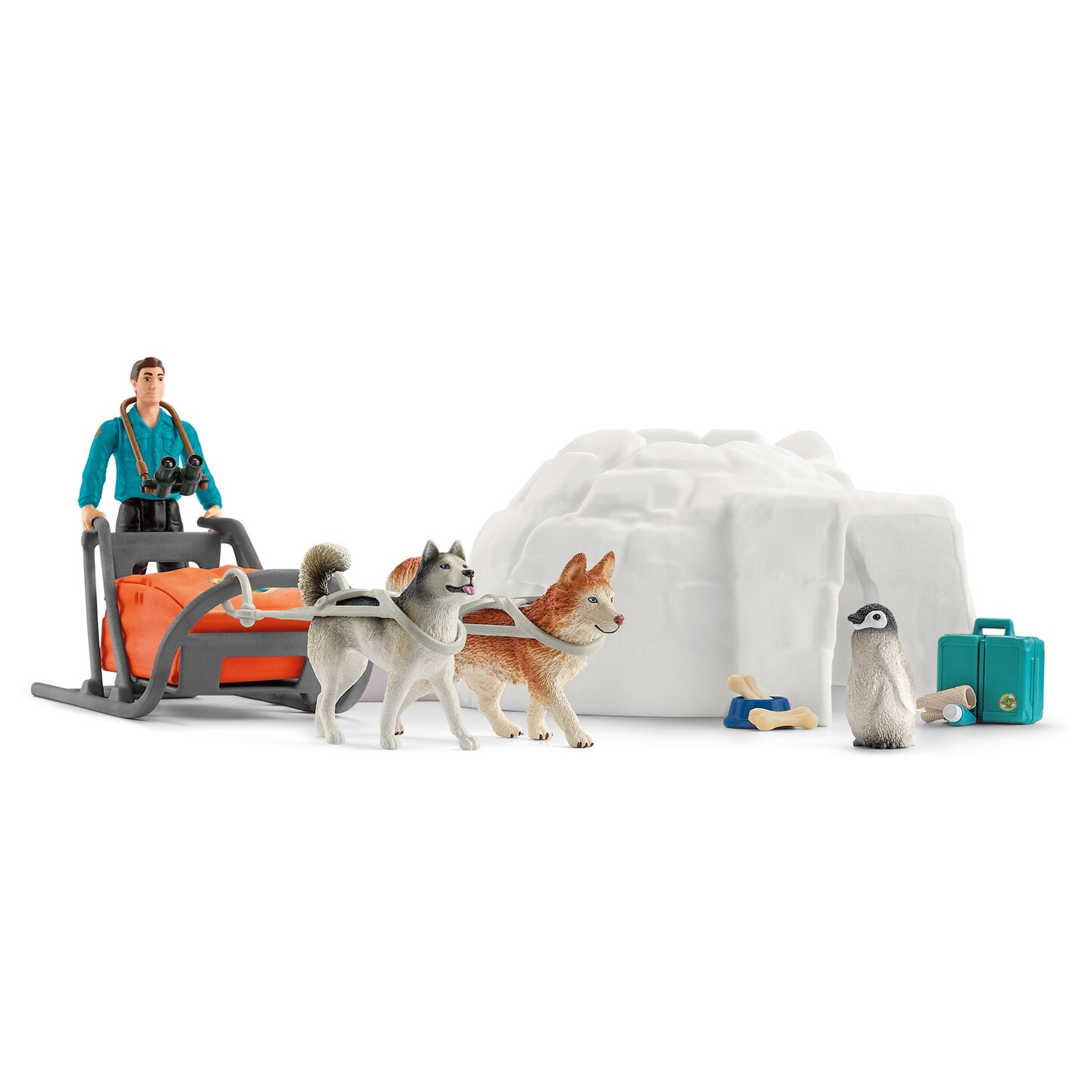 Schleich Wild Life: Antarctic Expedition - 19pc Playset, Dogsled, Igloo, Husky Dogs & Ranger Figurines, Snow Artic Animal Toy, Accessories, Kid Age 3+