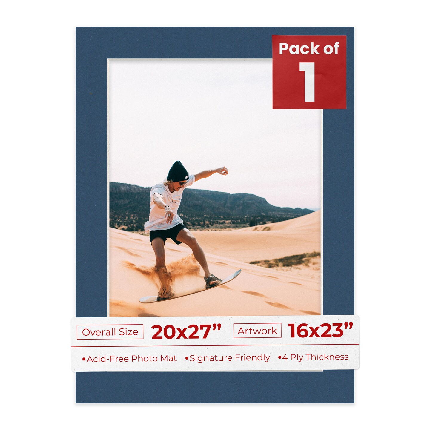 Ink Blue Mat Board for 20x27 Frames - Fits 16x23 Photos, Color: Blue ...