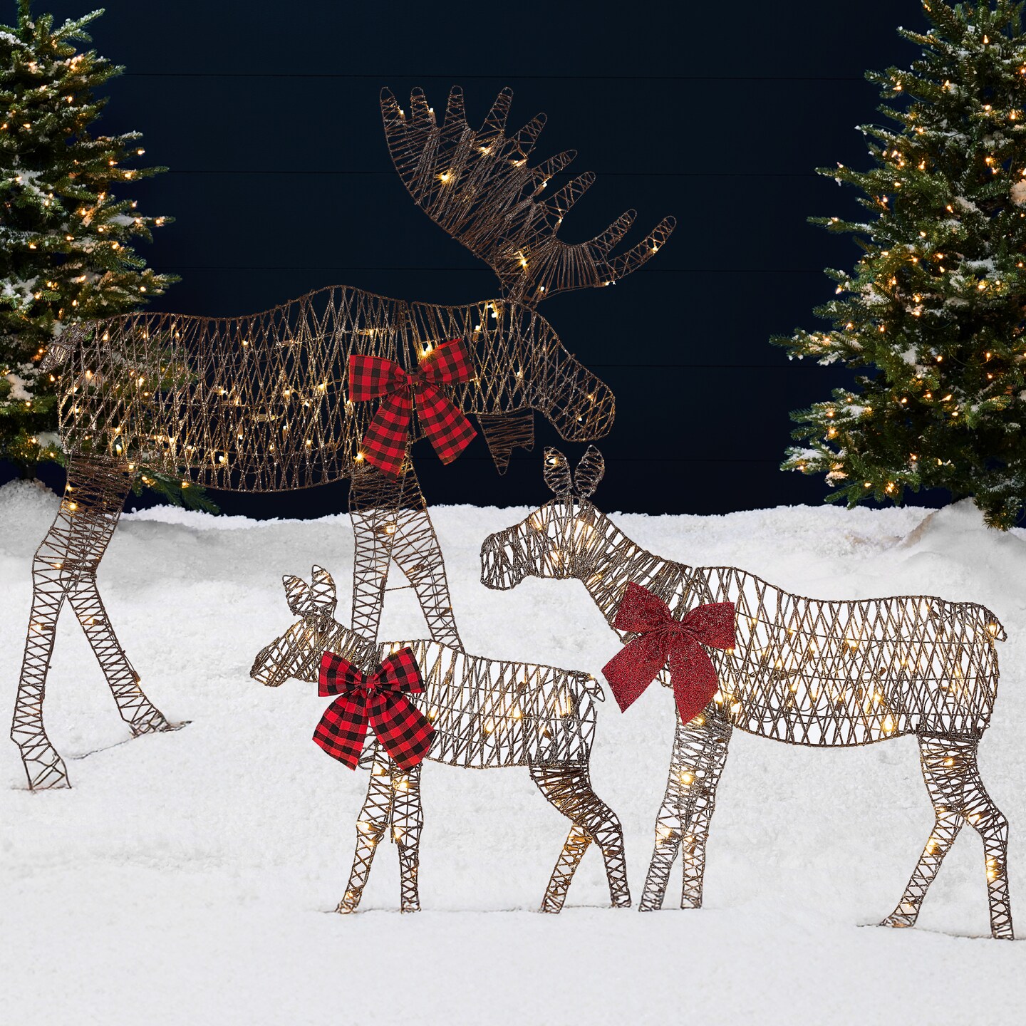 Best Choice Products 4ft 3-Piece Lighted 2D Christmas Moose Set Outdoor Décor w/ 195 LED Lights, Stakes