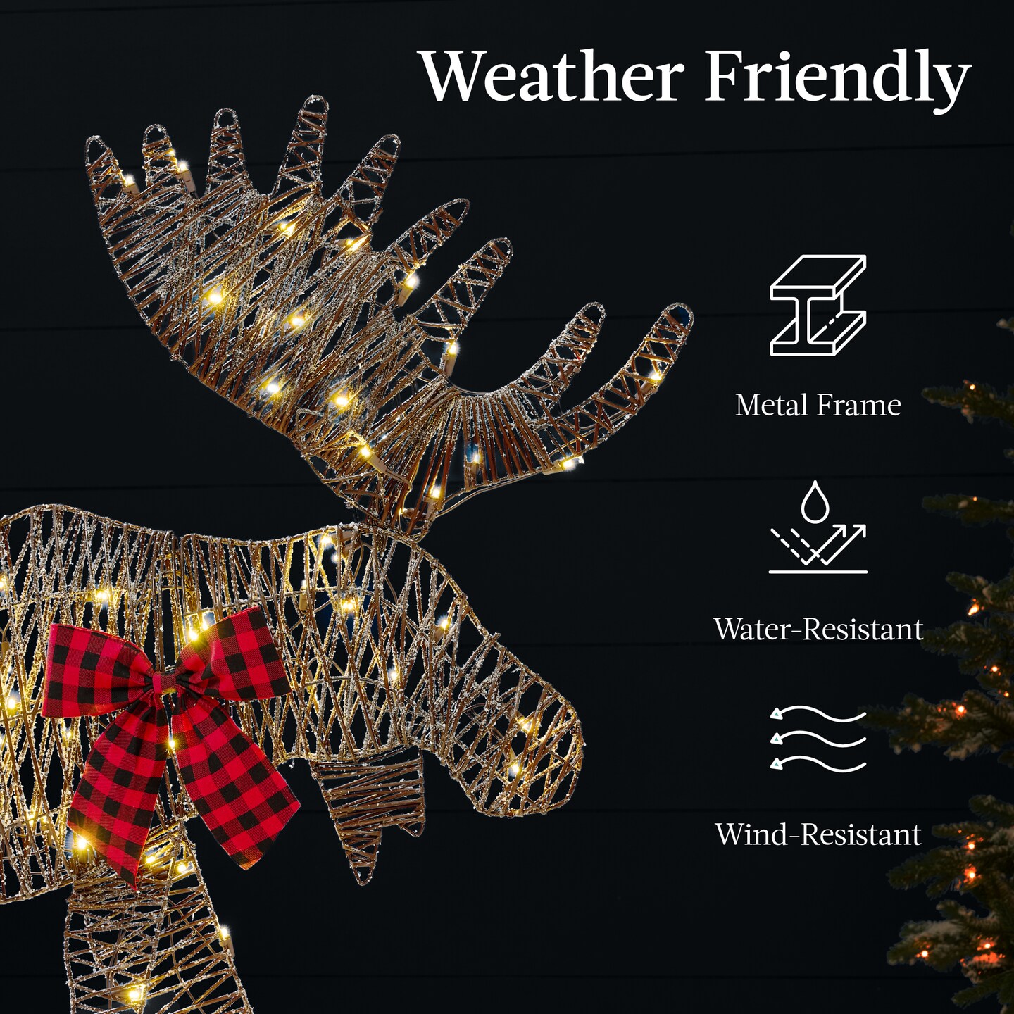 Best Choice Products 4ft 2-Piece Lighted 2D Christmas Moose Set Outdoor D&#xE9;cor w/ 125 LED Lights, Stakes