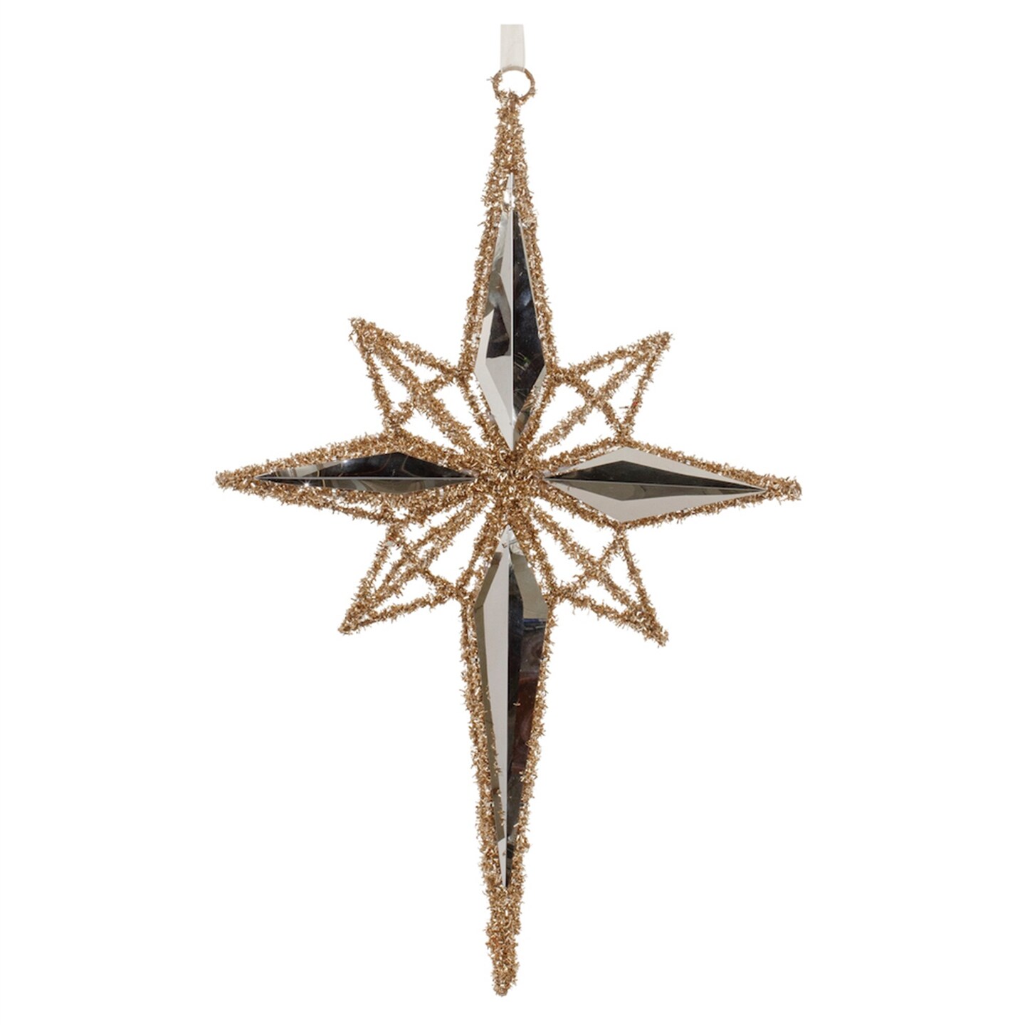 Melrose Tinsel Star Christmas Ornament - 6.25&#x22; - Gold