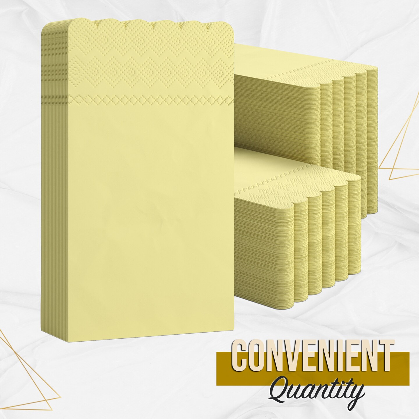  Scalloped Napkins Disposable 100 Pcs 3-Ply Yellow Scalloped Dinner Napkins Disposable Decorative for Dinners & Parties, Paper Guest Towels for Bathroom & Party Supplies